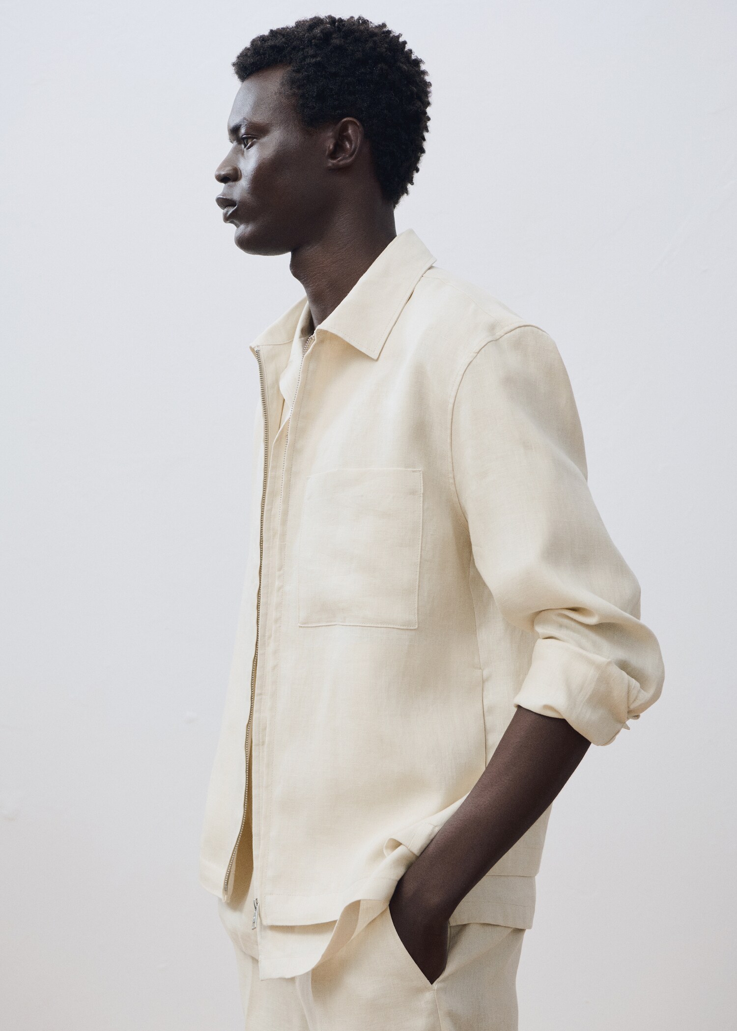 100% linen jacket with zip - Details of the article 3