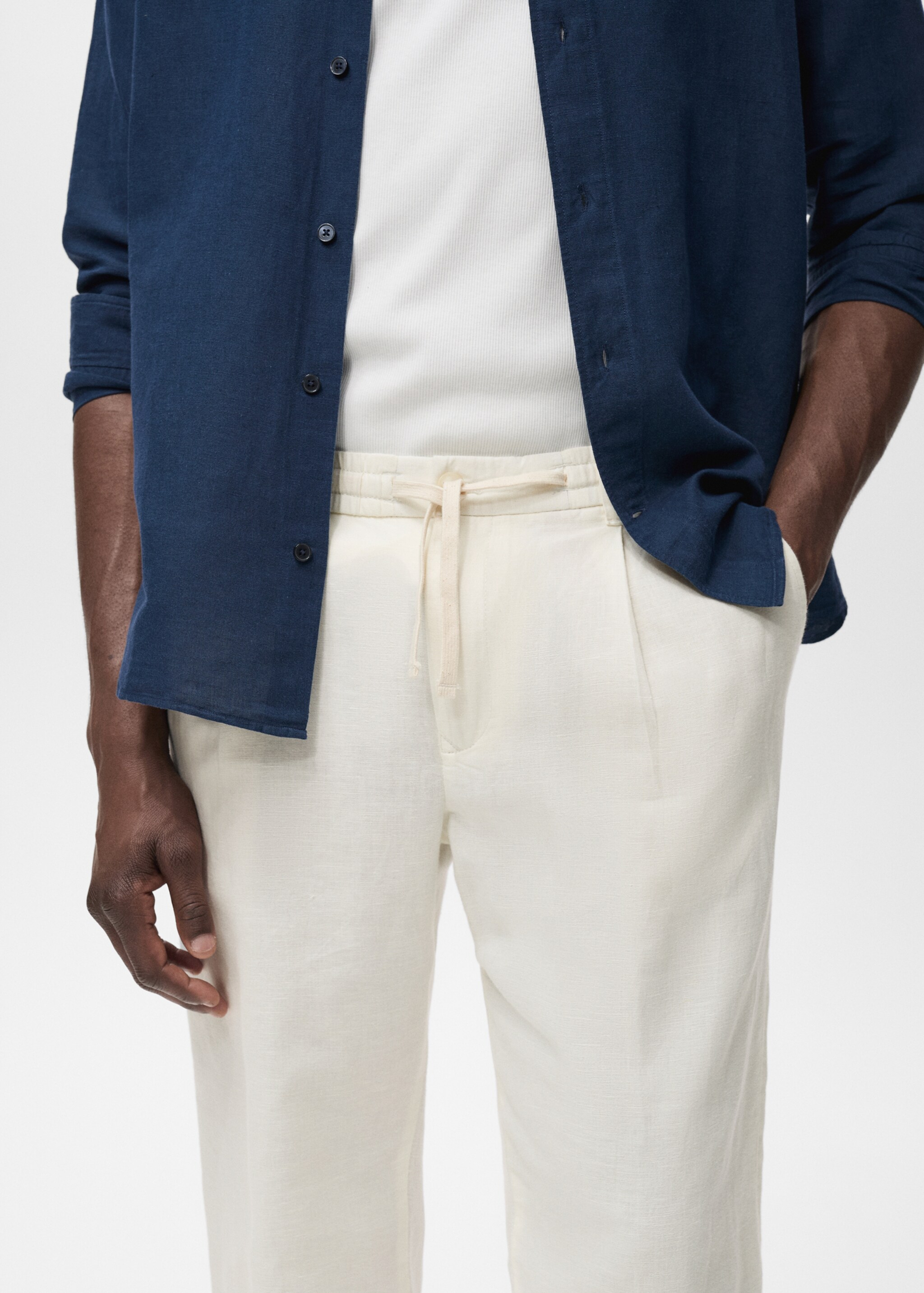 Льняные брюки slim fit со шнурком - Деталь изделия 1
