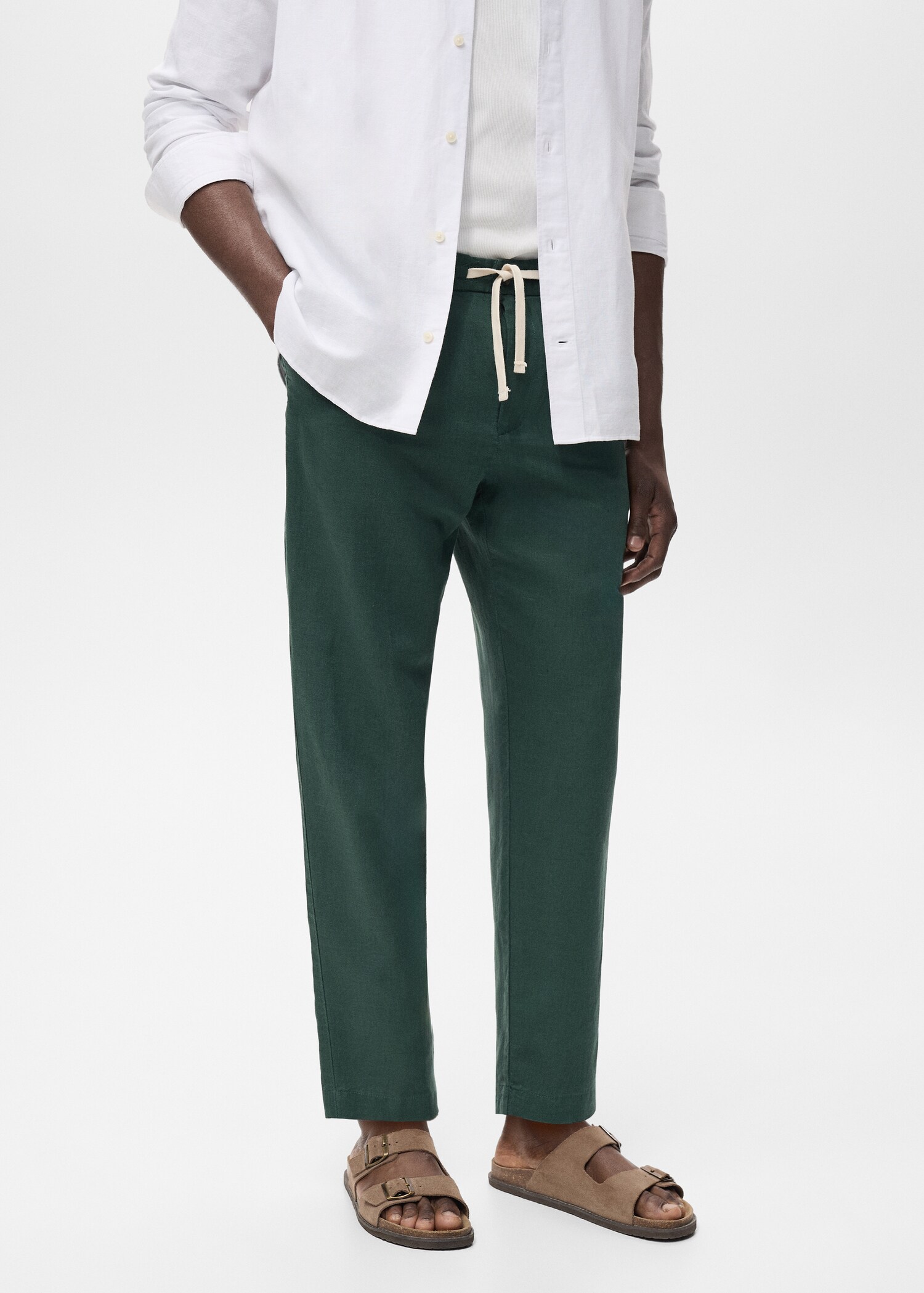 Slim-fit trousers with drawstring - Medium plane