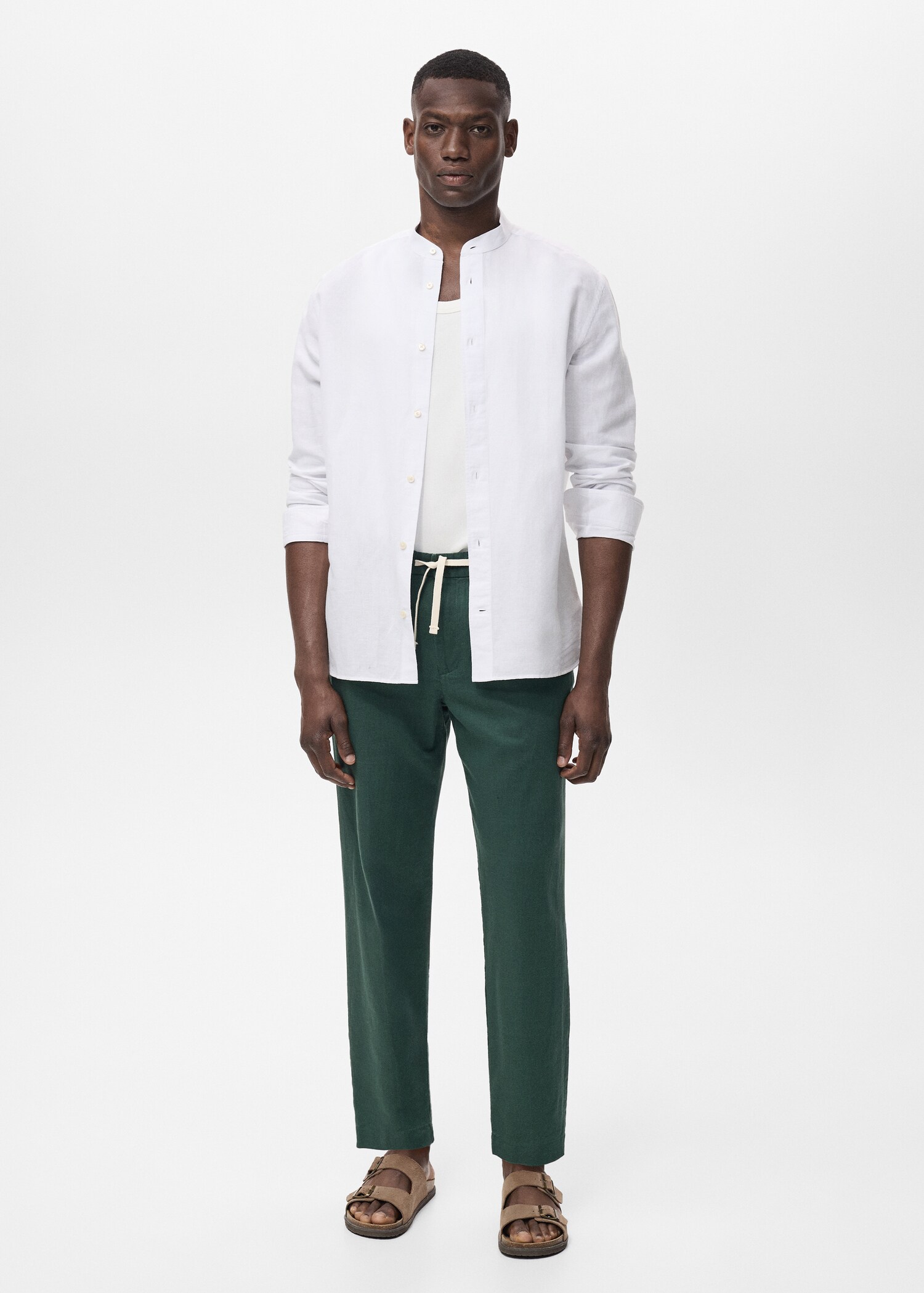 Slim-fit trousers with drawstring - General plane