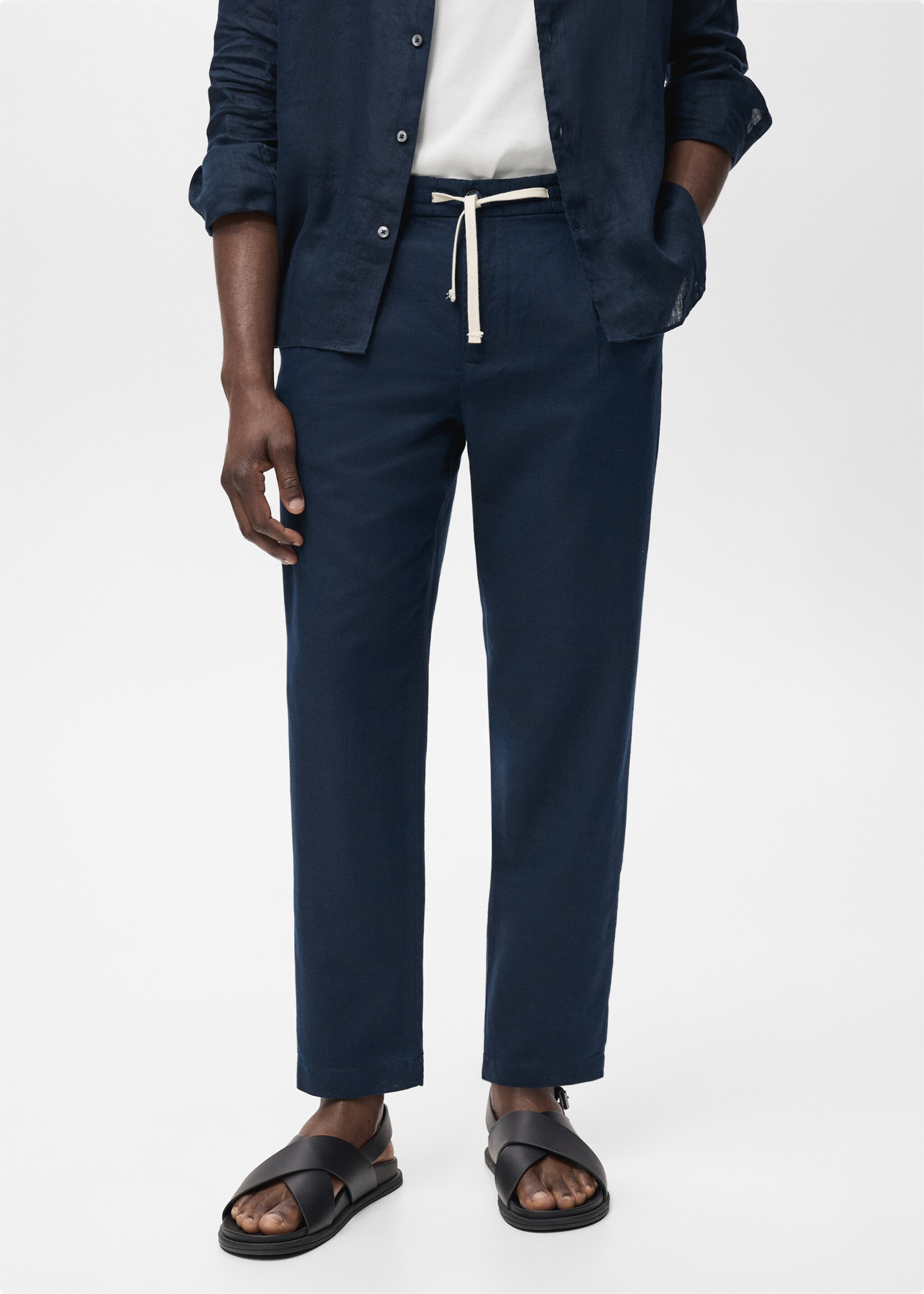 Slim-fit trousers with drawstring - Medium plane