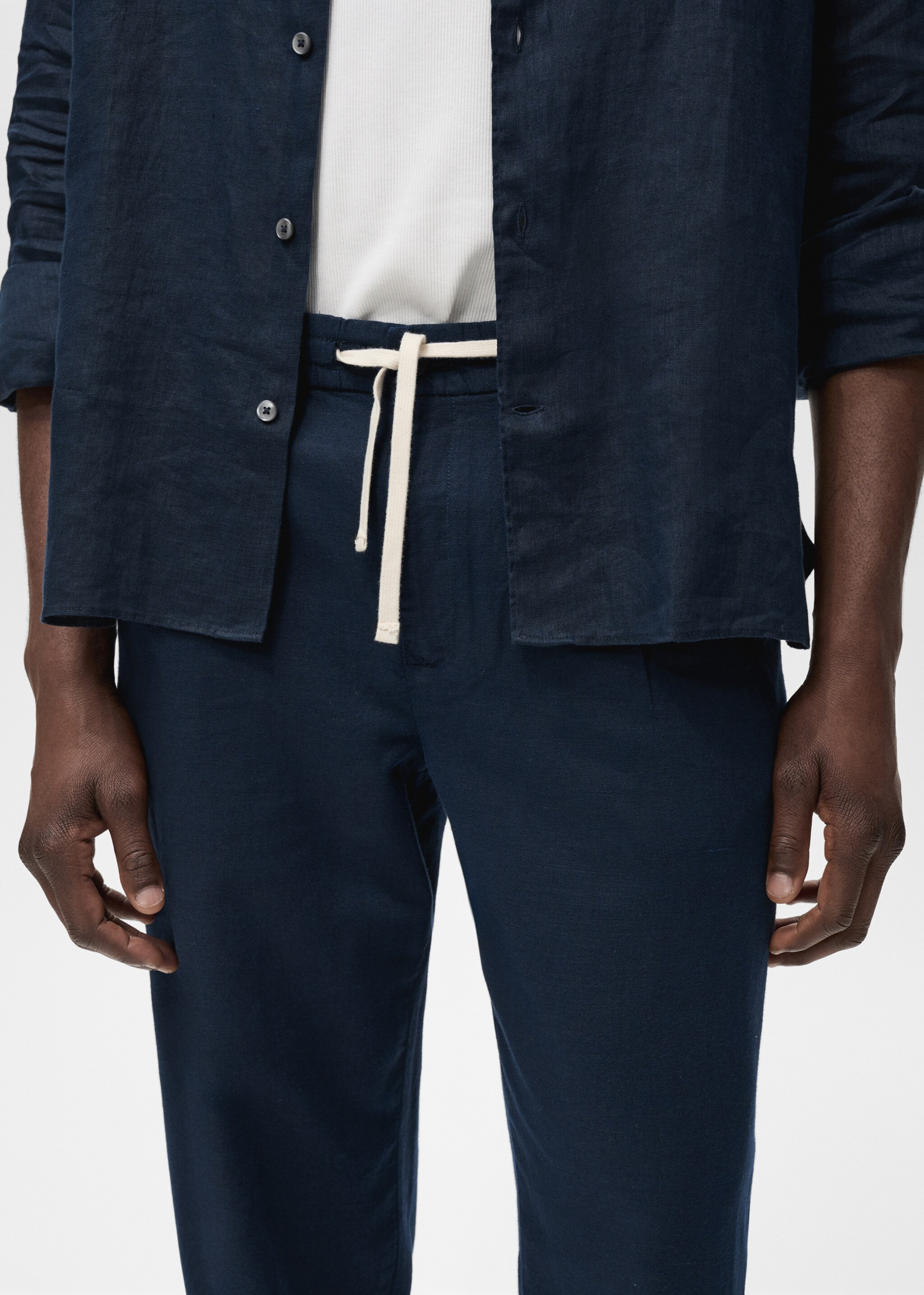 Slim-fit trousers with drawstring - Details of the article 1