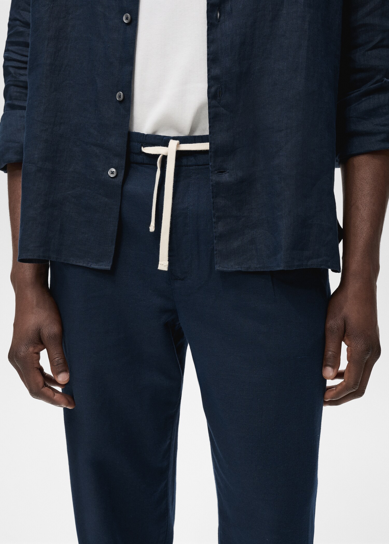 Slim-fit trousers with drawstring - Details of the article 1
