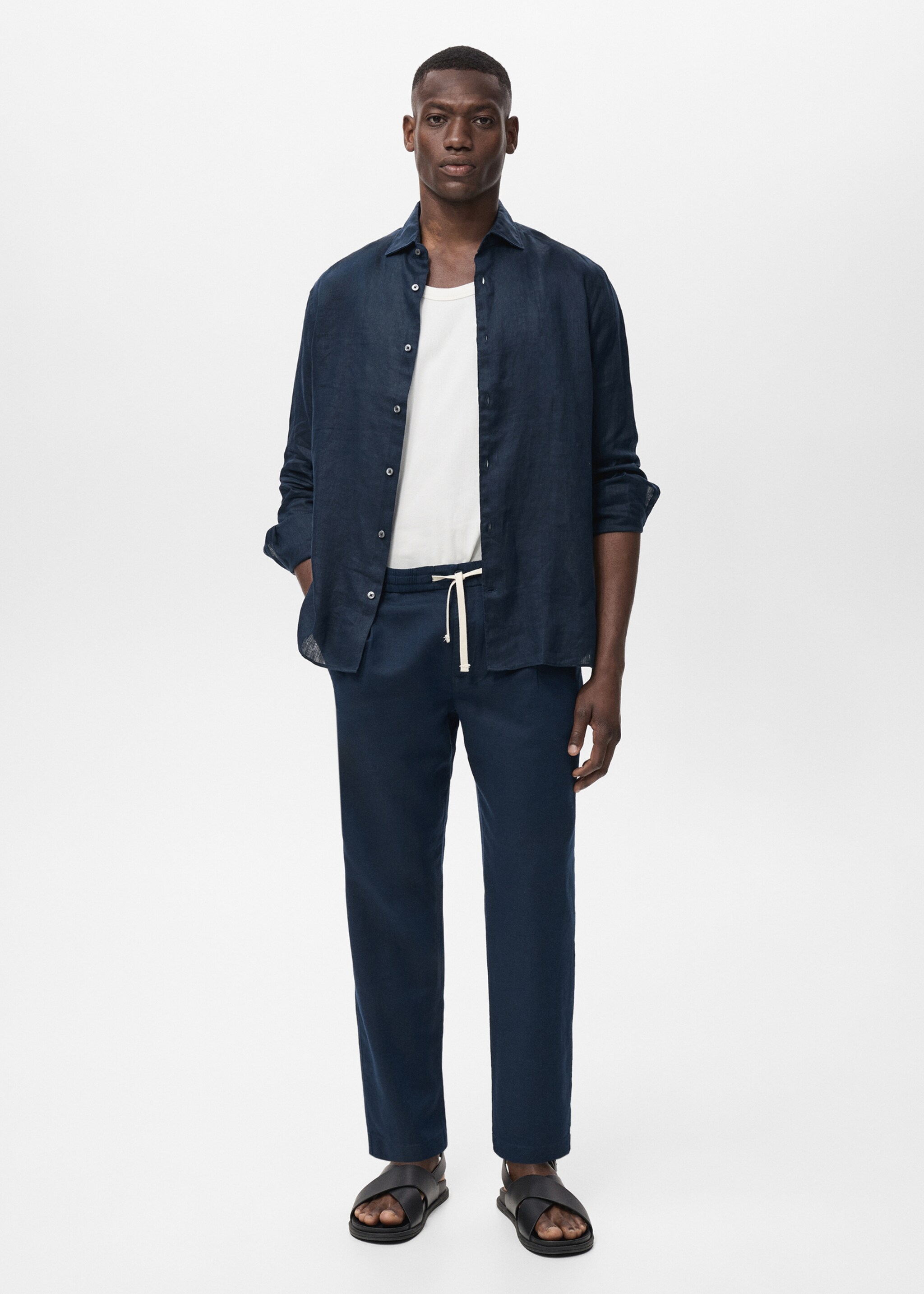 Slim-fit trousers with drawstring - General plane