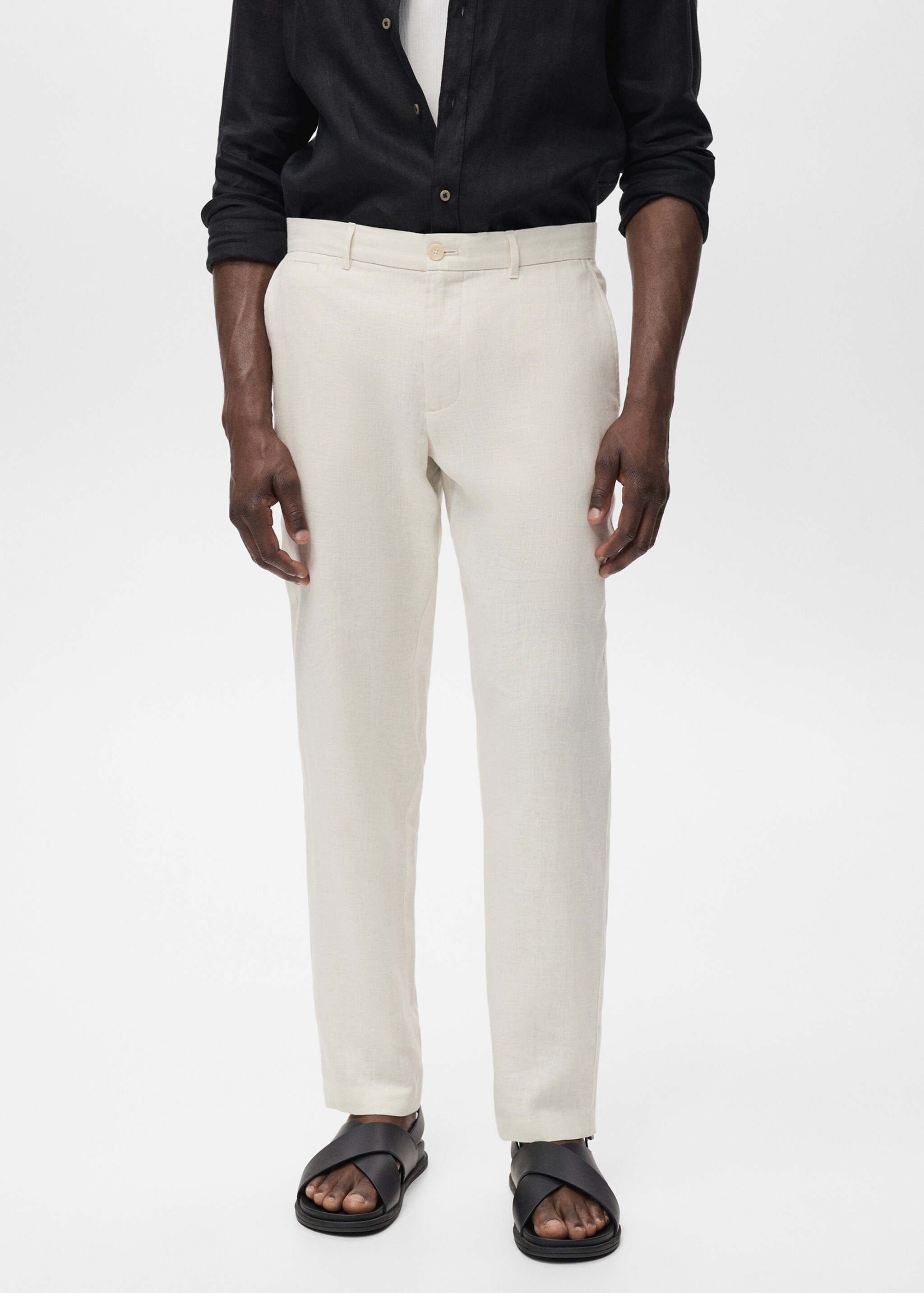 Slim-fit 100% linen trousers - Medium plane