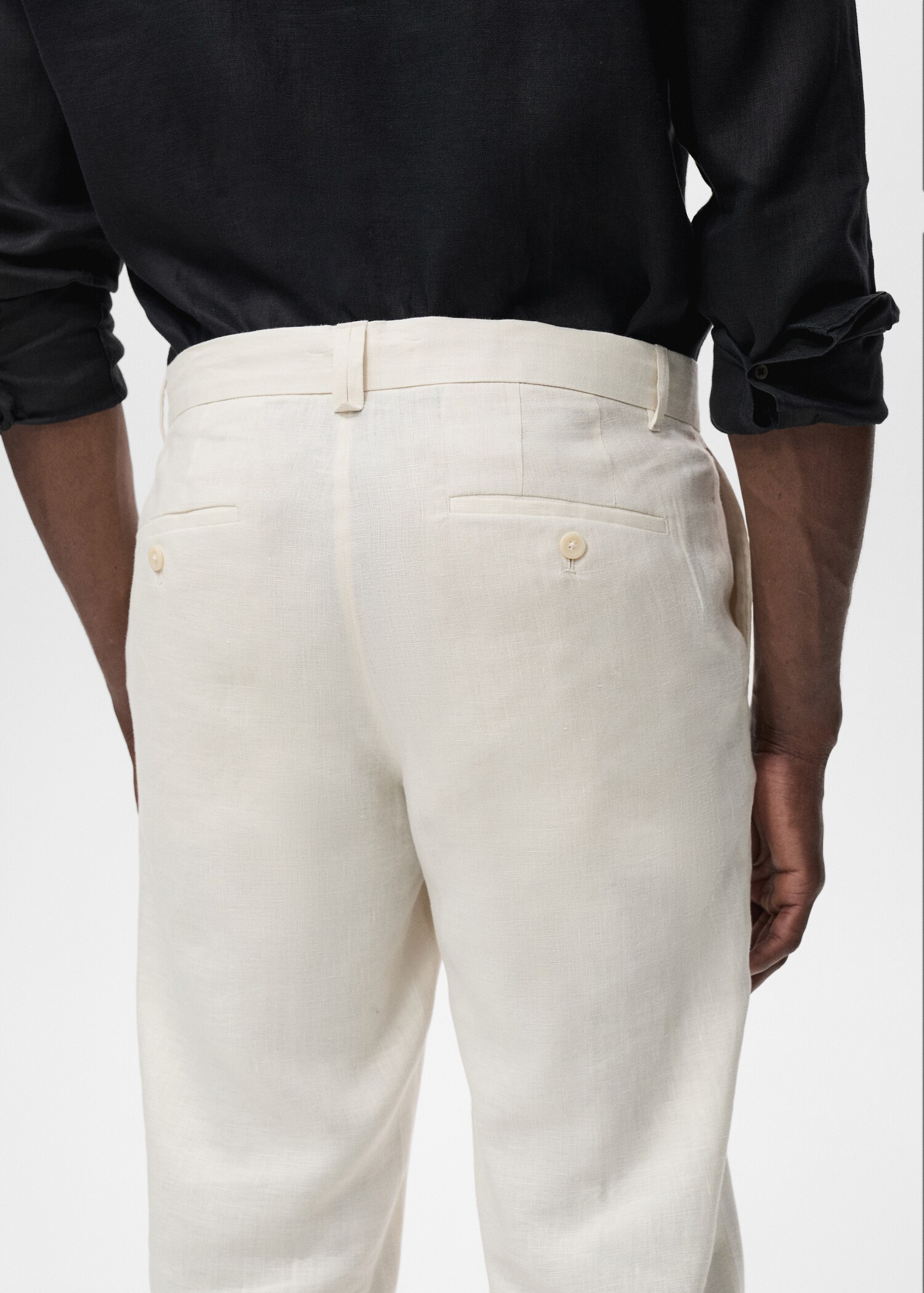 Slim-fit 100% linen trousers - Details of the article 2