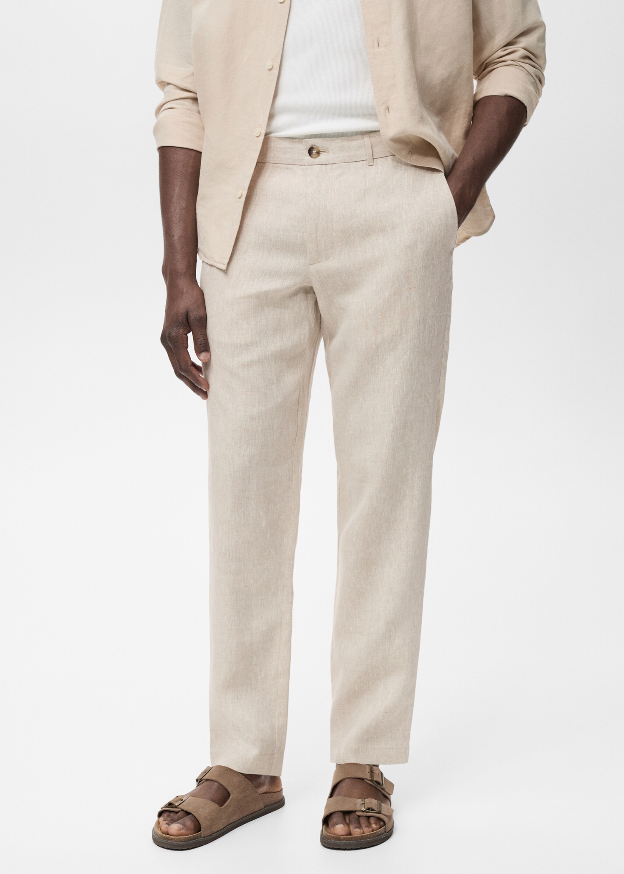 Брюки 100% лен slim fit - Средний план