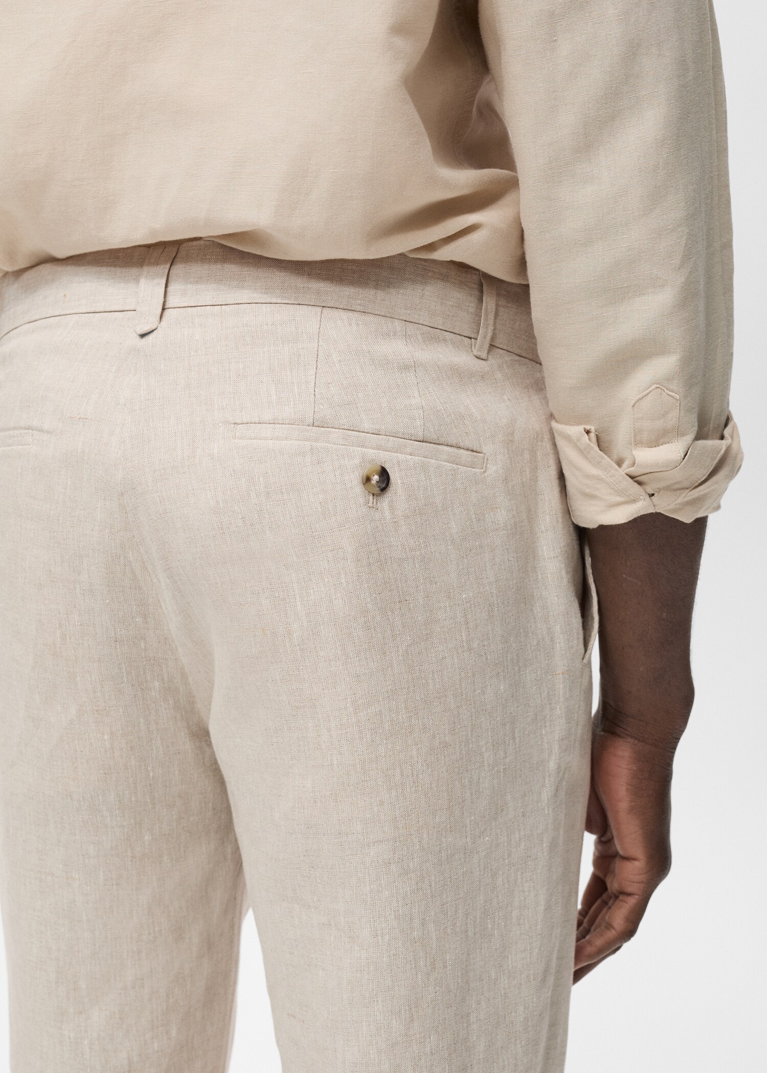 Slim-fit 100% linen trousers - Details of the article 2