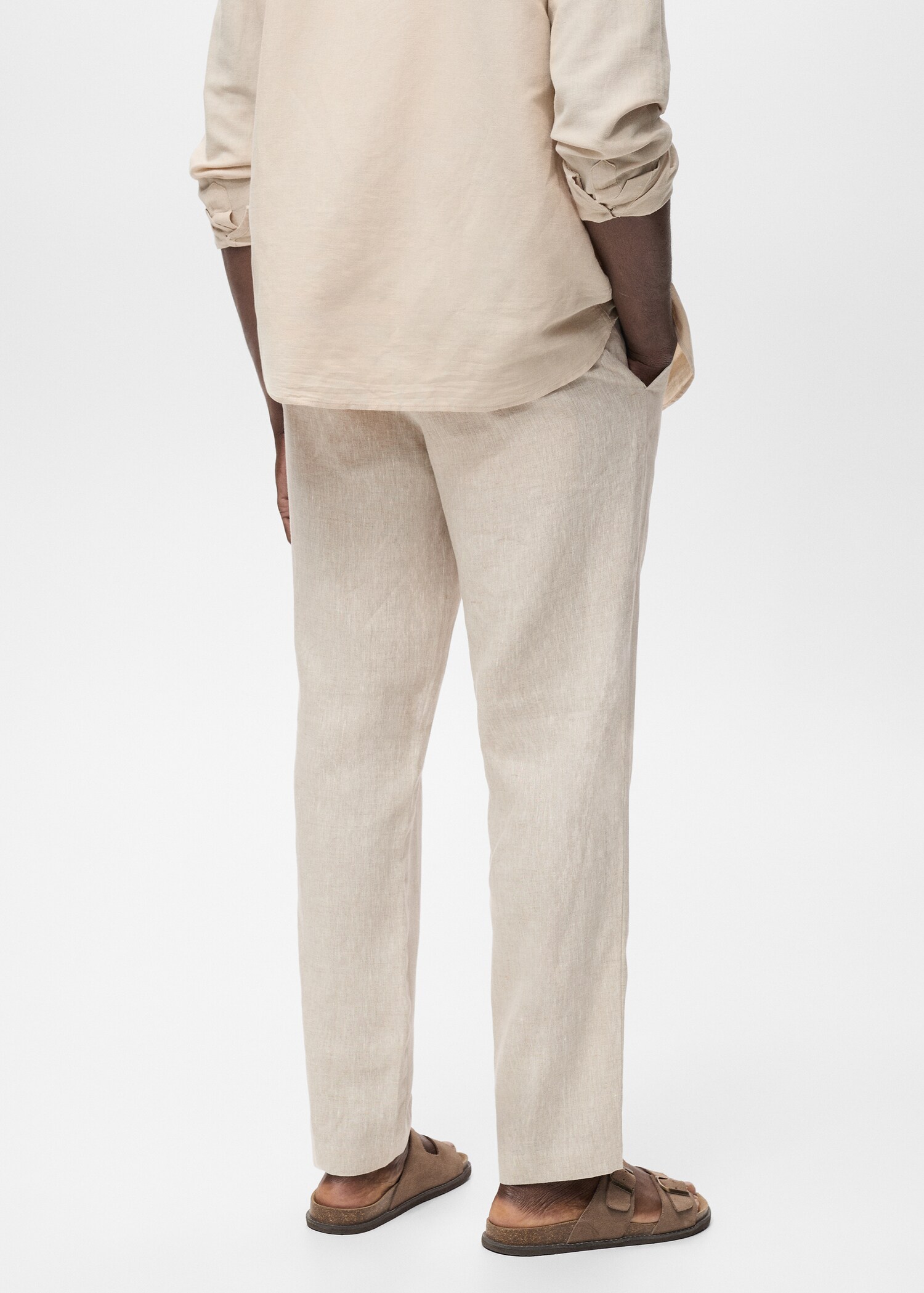 Slim-fit 100% linen trousers - Reverse of the article
