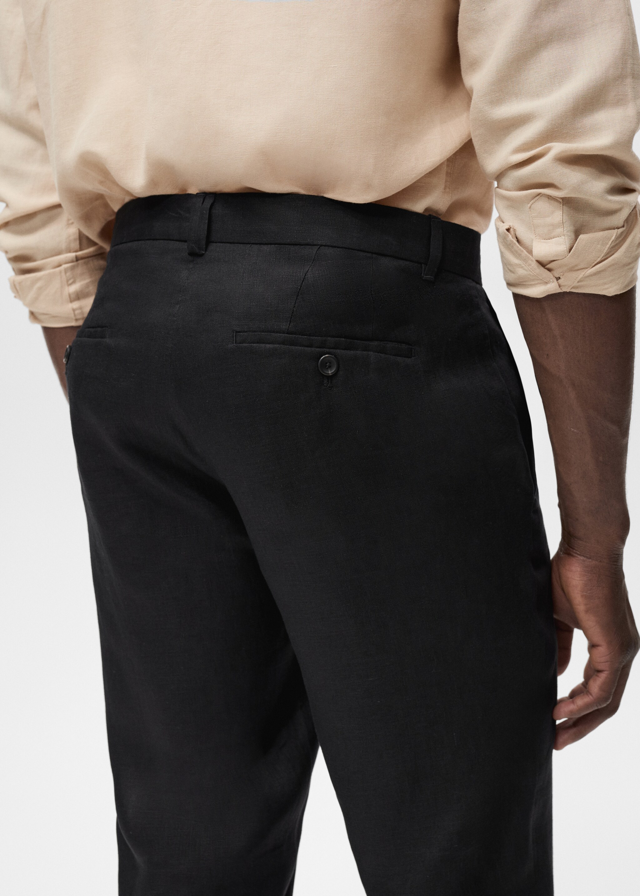 Slim-fit 100% linen trousers - Details of the article 2
