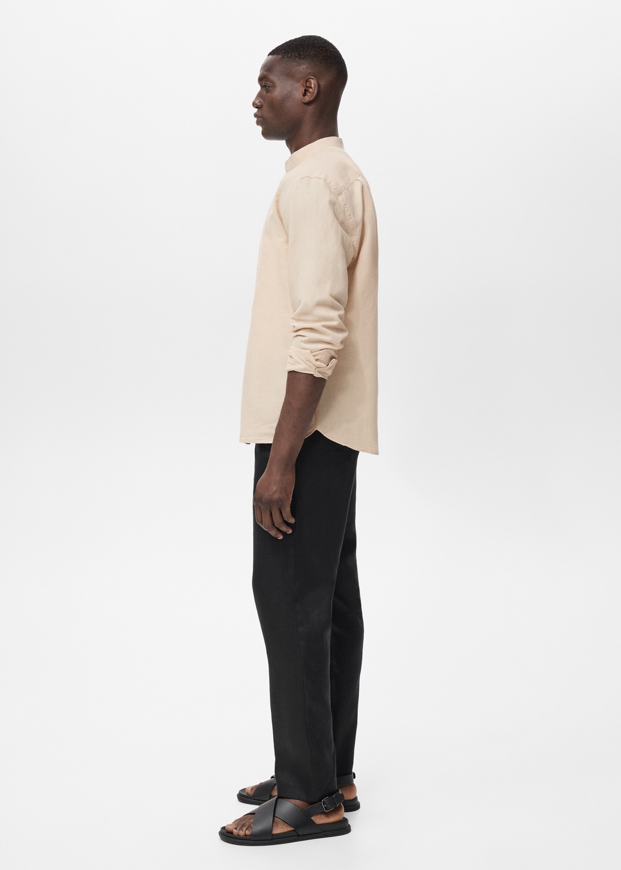 Slim-fit 100% linen trousers - Details of the article 4