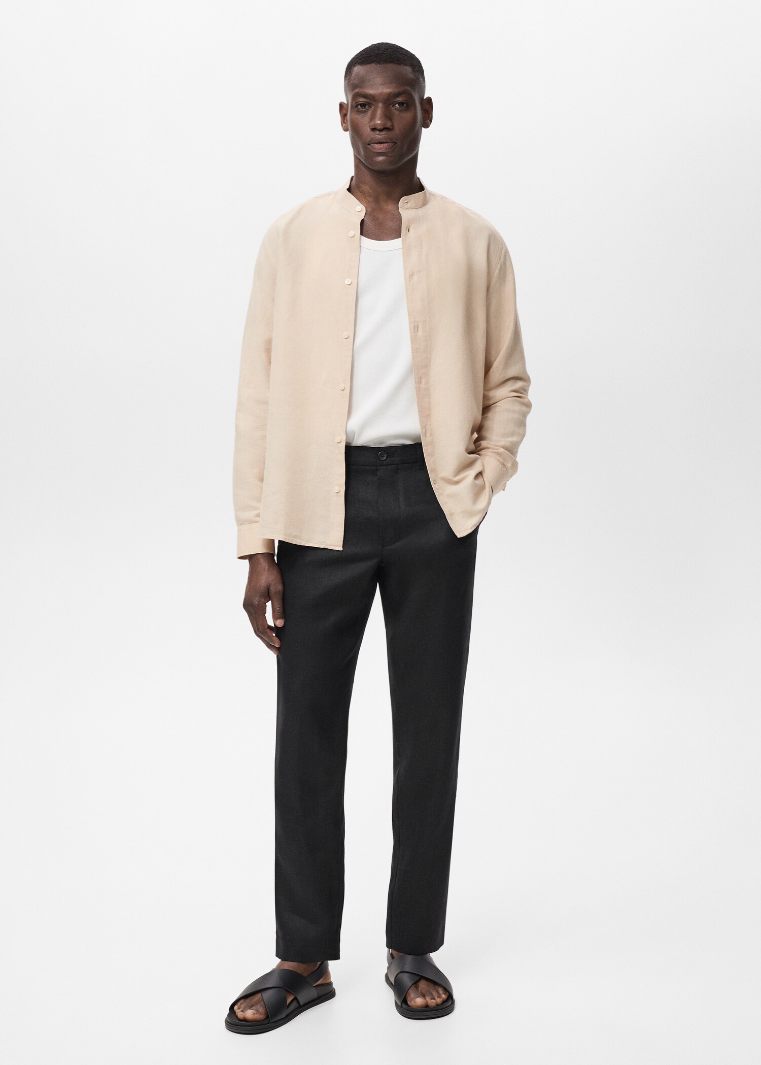 Slim-fit 100% linen trousers - General plane