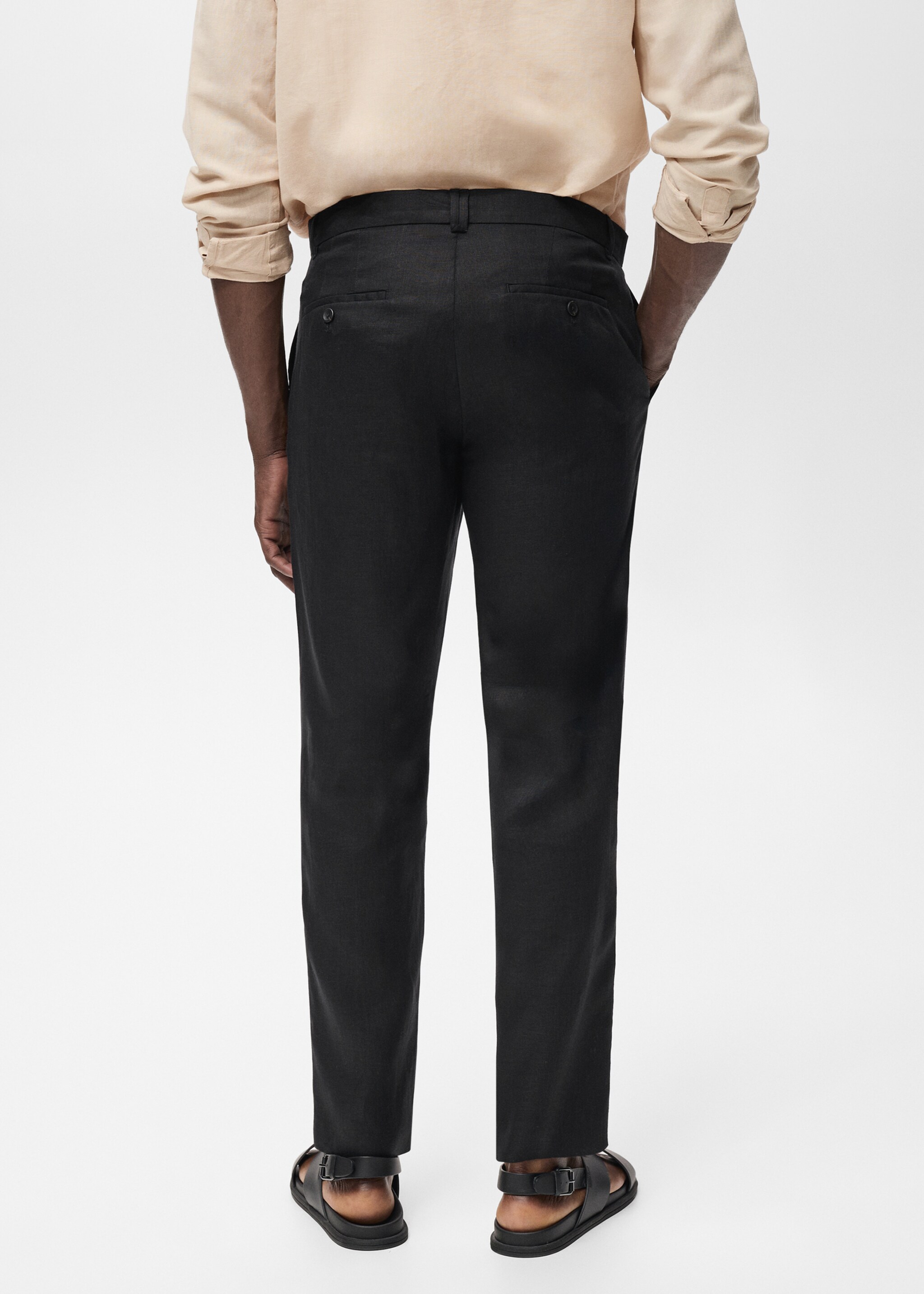Slim-fit 100% linen trousers - Reverse of the article