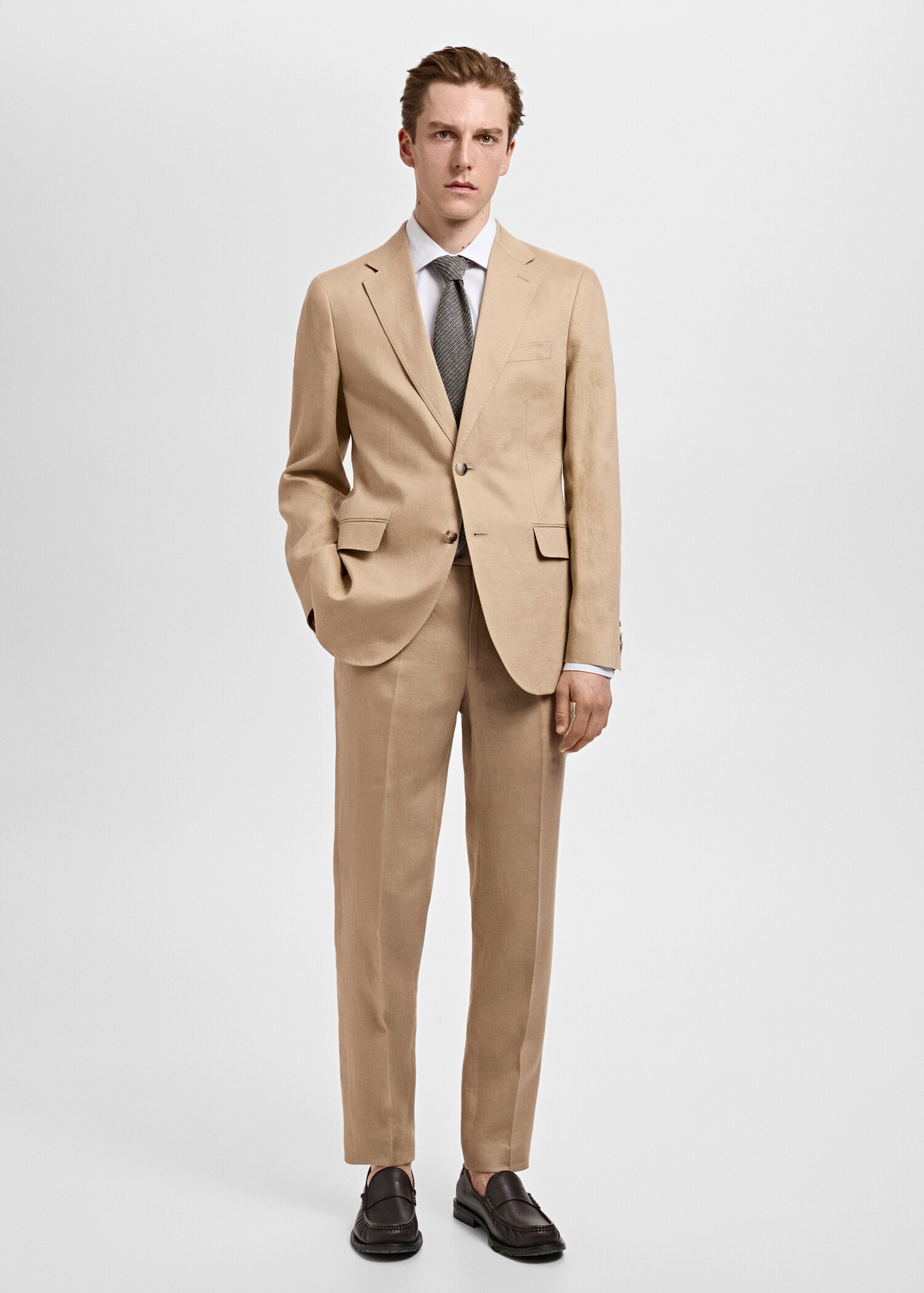 Amalfi 100% linen slim-fit suit trousers - General plane