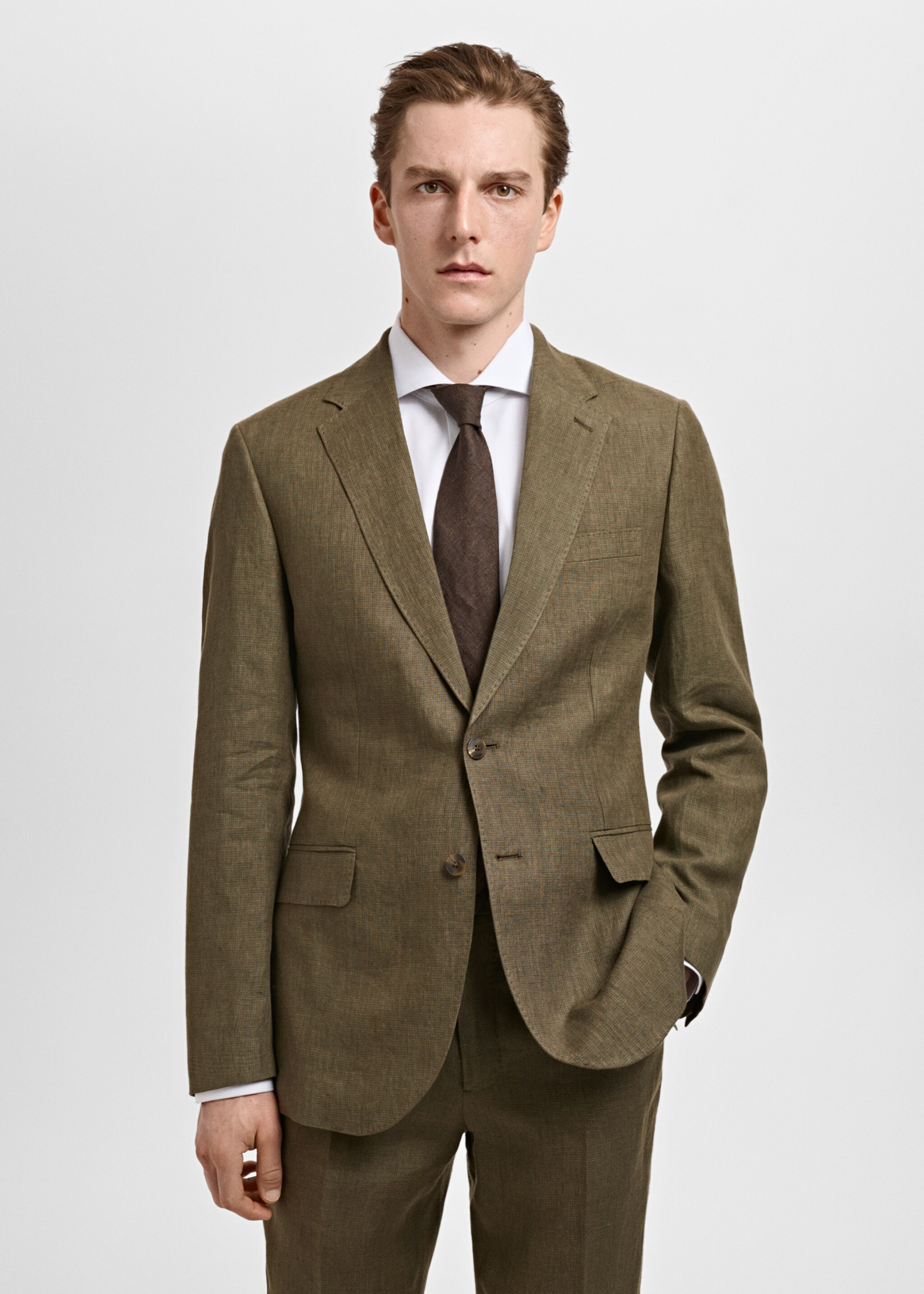 Amalfi 100% linen slim-fit suit jacket - Medium plane
