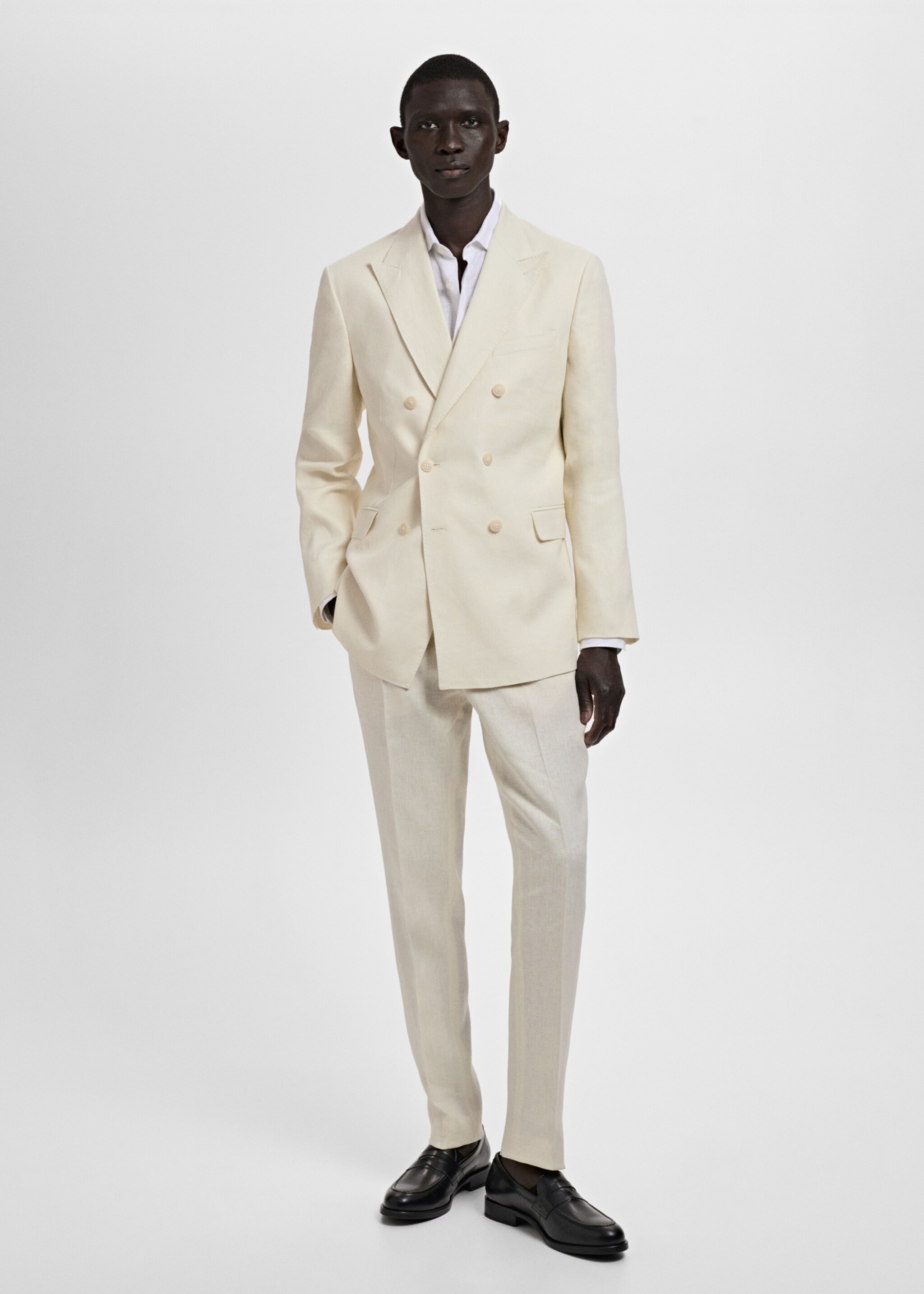 Amalfi 100% linen slim-fit double-breasted suit jacket - General plane