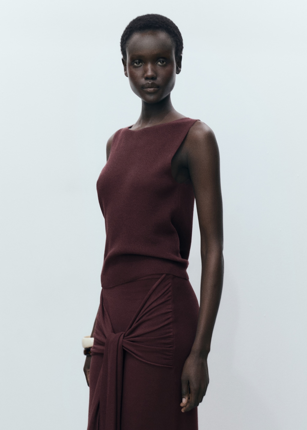 Fine ribbed knit top