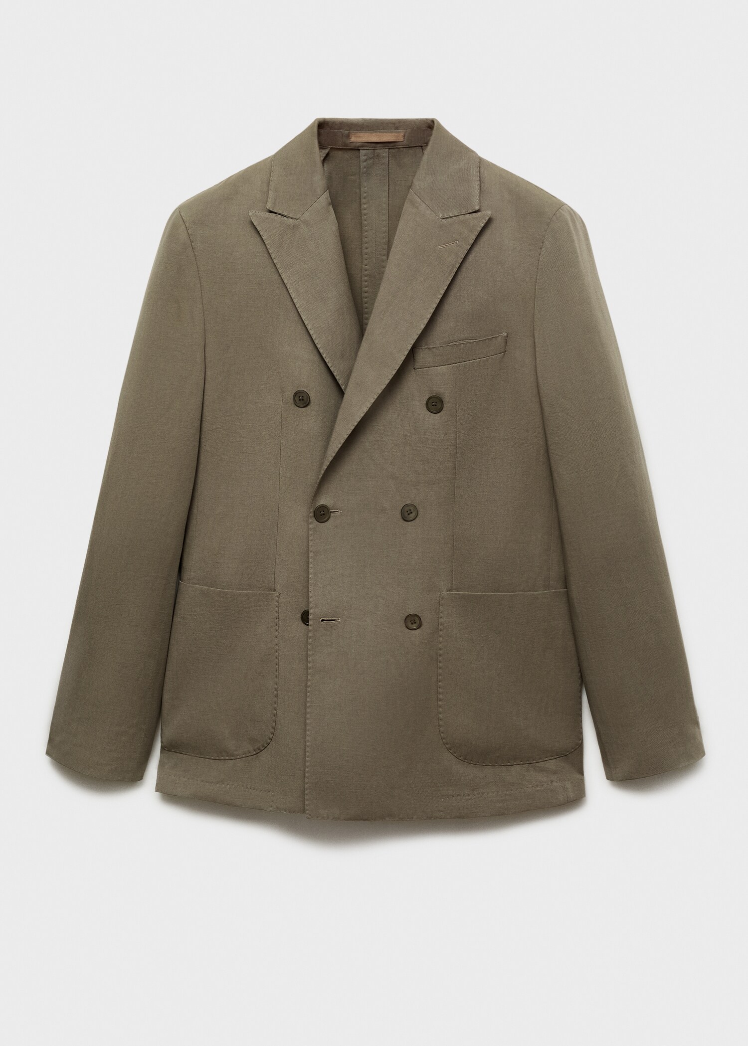 Slim-fit linen-blend double-breasted blazer - Article without model