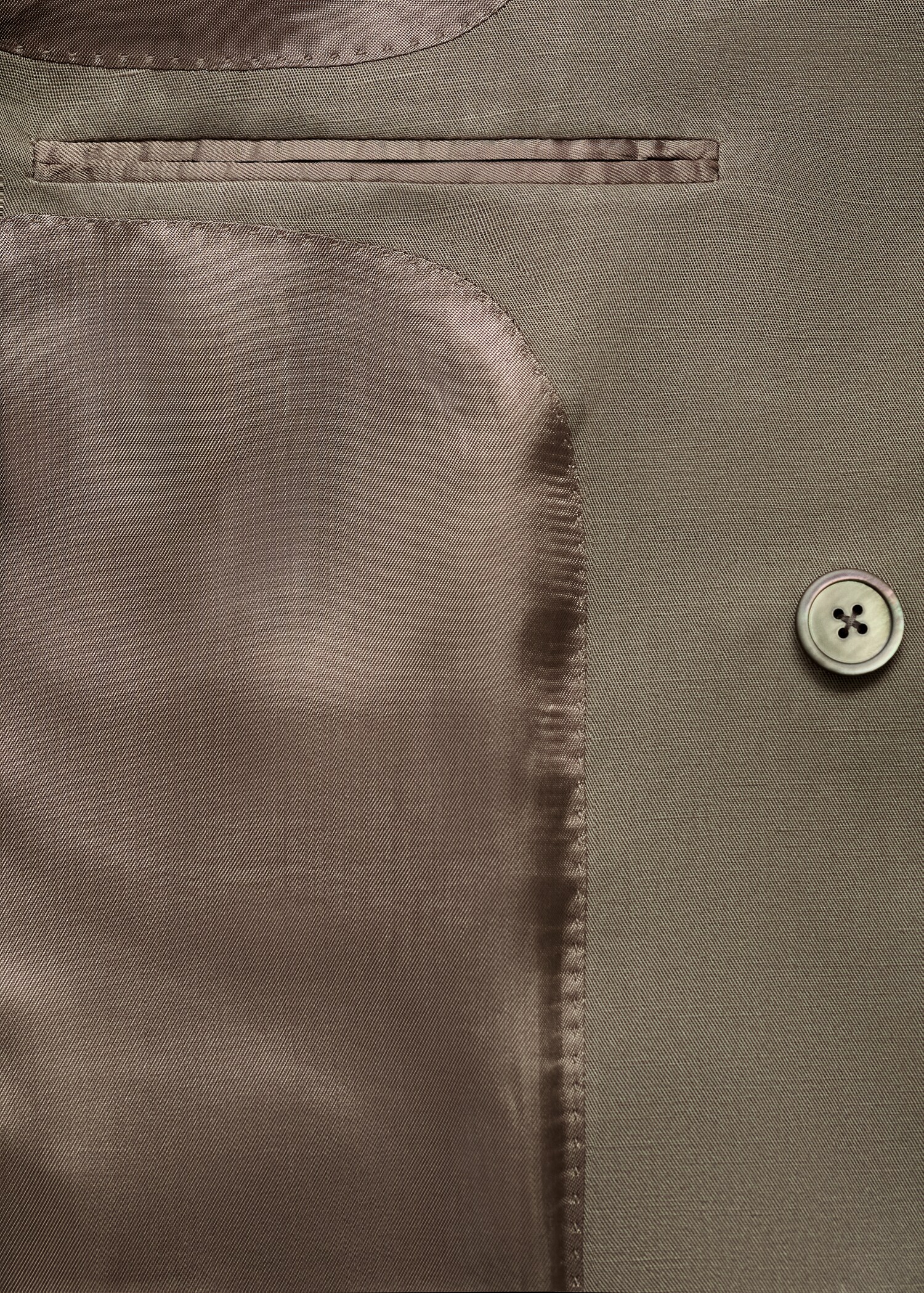 Slim-fit linen-blend double-breasted blazer - Details of the article 0