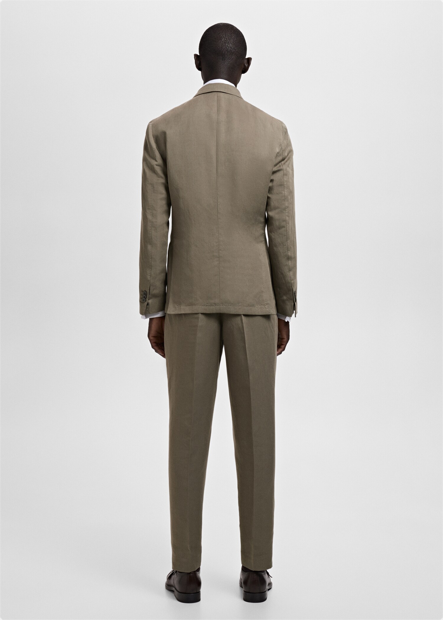 Slim-fit linen-blend double-breasted blazer - Reverse of the article
