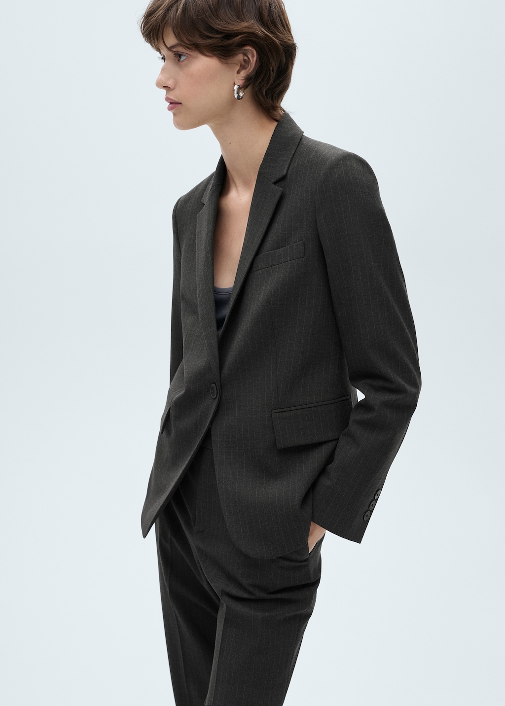 Pinstripe suit blazer
