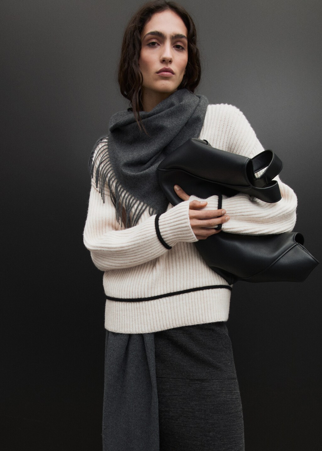 Perkins-neck sweater with contrasting details