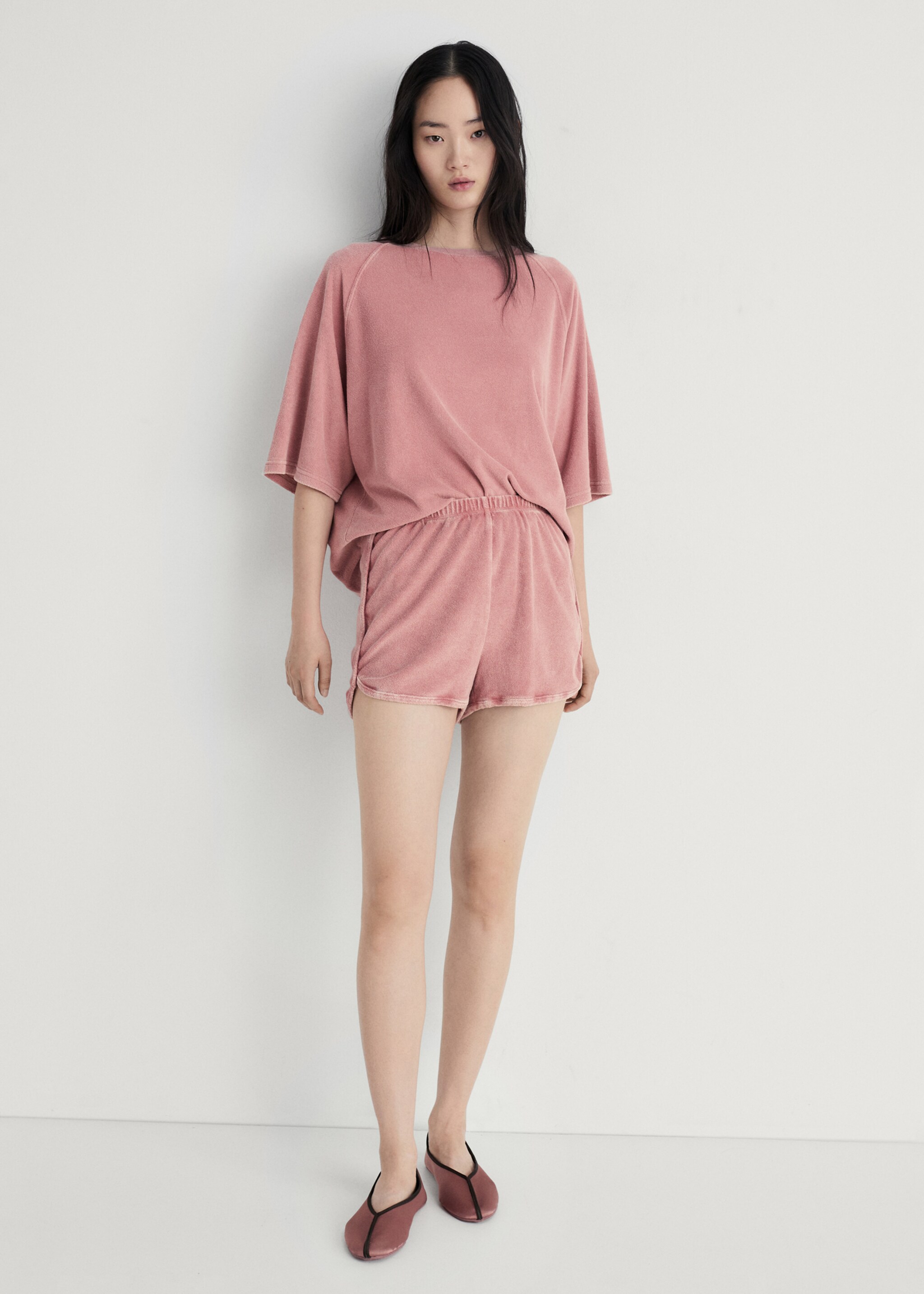 Froté bavlněné šortky overdyed - Celkový náhled