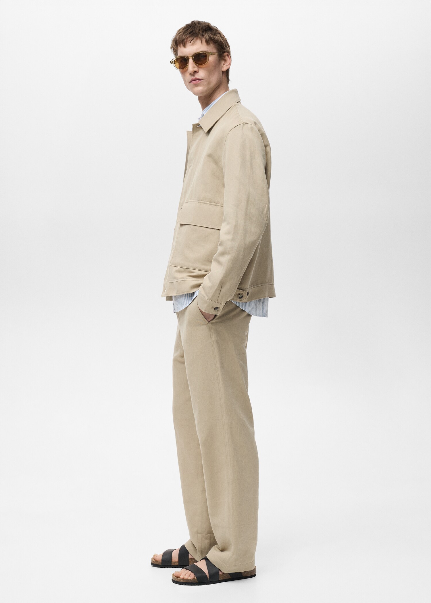 Regular Fit Leinenmischung Hose - Detail des Artikels 2