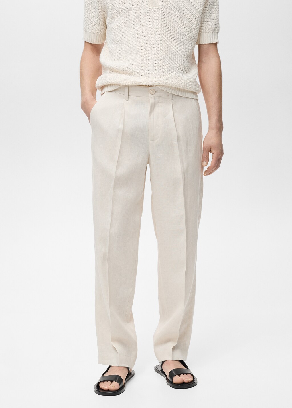 Pantalón 100% lino pinzas - Hombre | MANGO España (Península y Baleares)