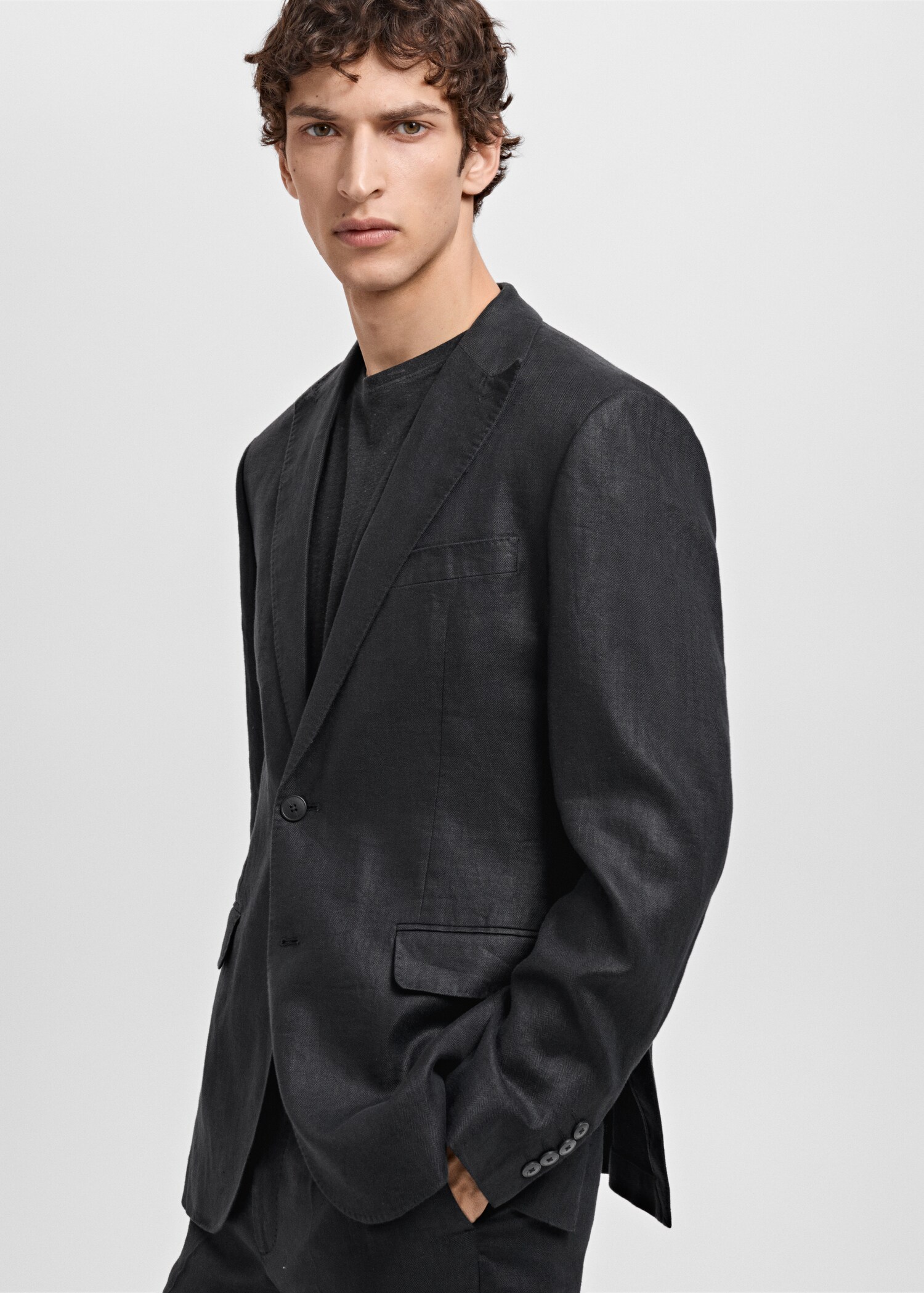 Amalfi 100% linen slim-fit suit jacket - Details of the article 2