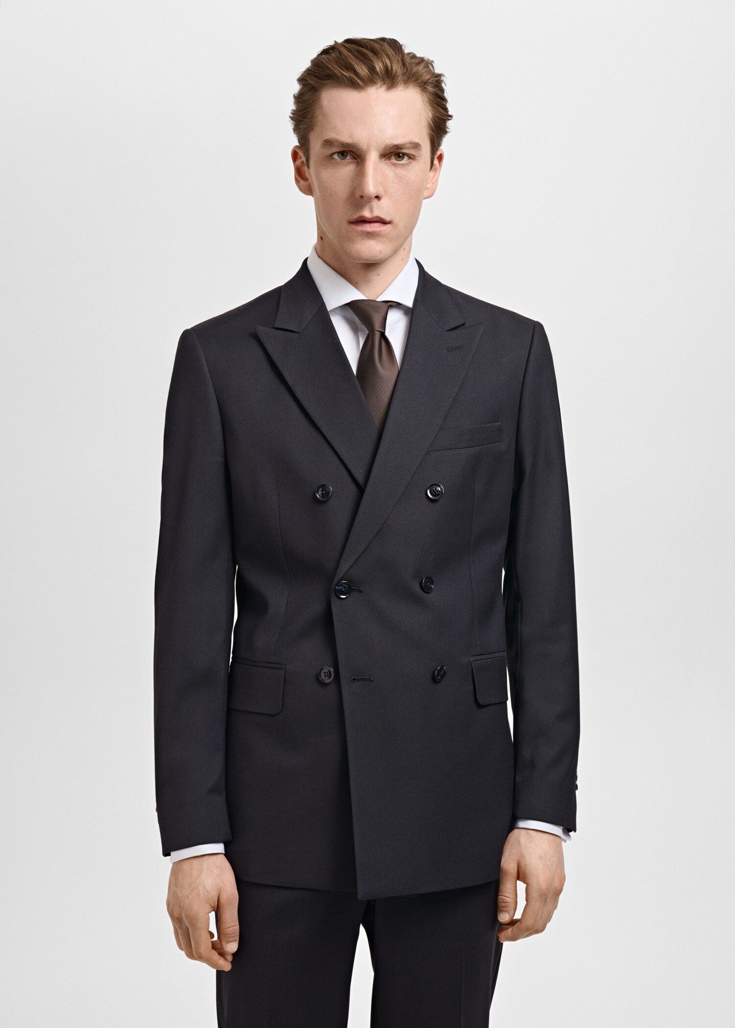 Monaco double-breasted slim-fit suit jacket - Medium plane