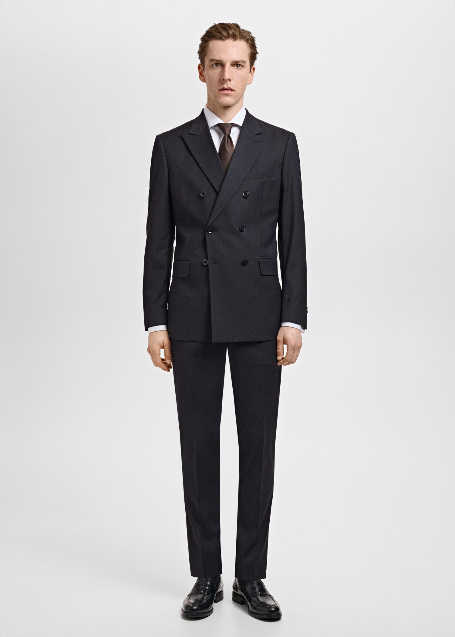 Monaco double-breasted slim-fit suit jacket - General plane