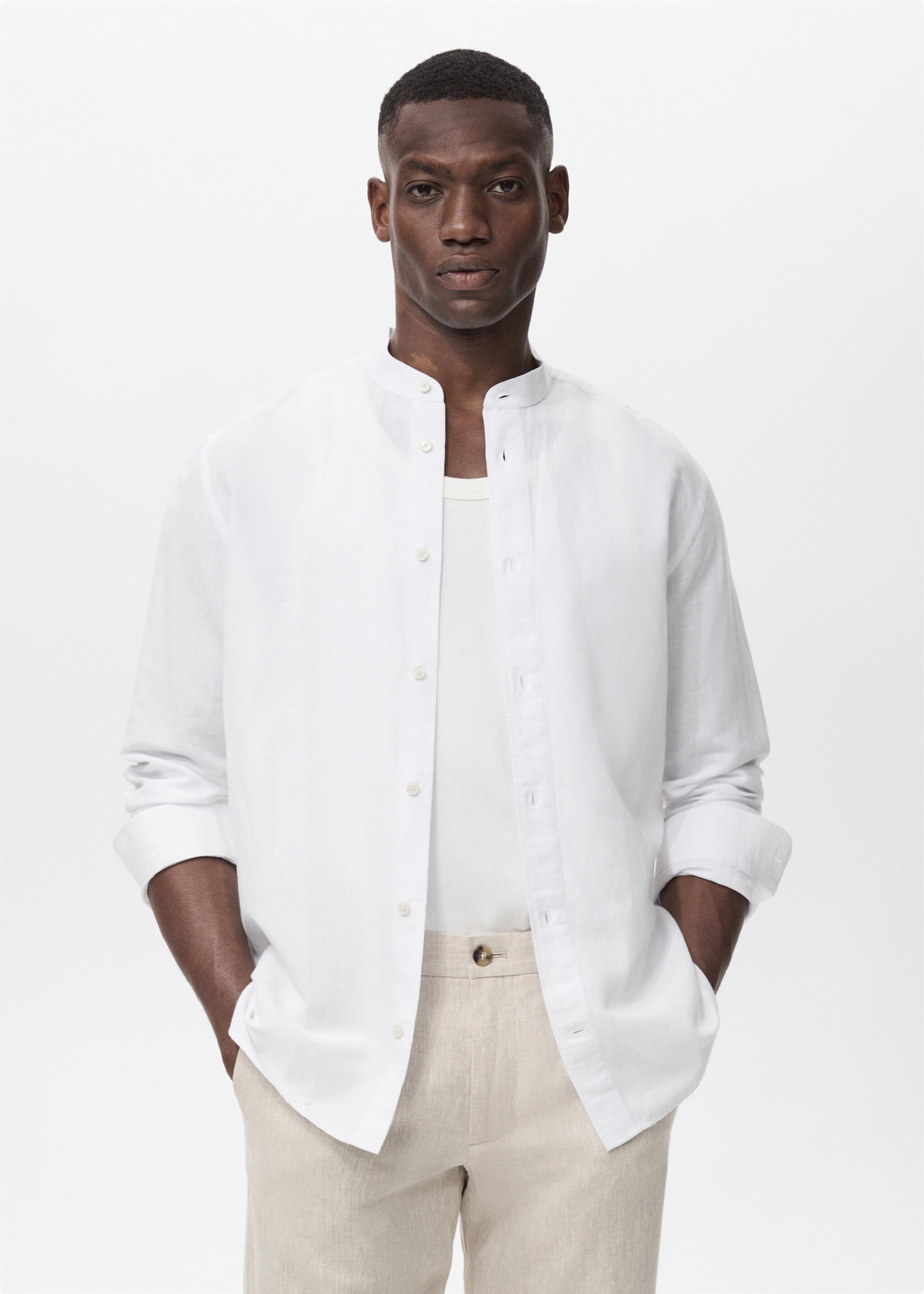 Mao collar linen shirt - Medium plane