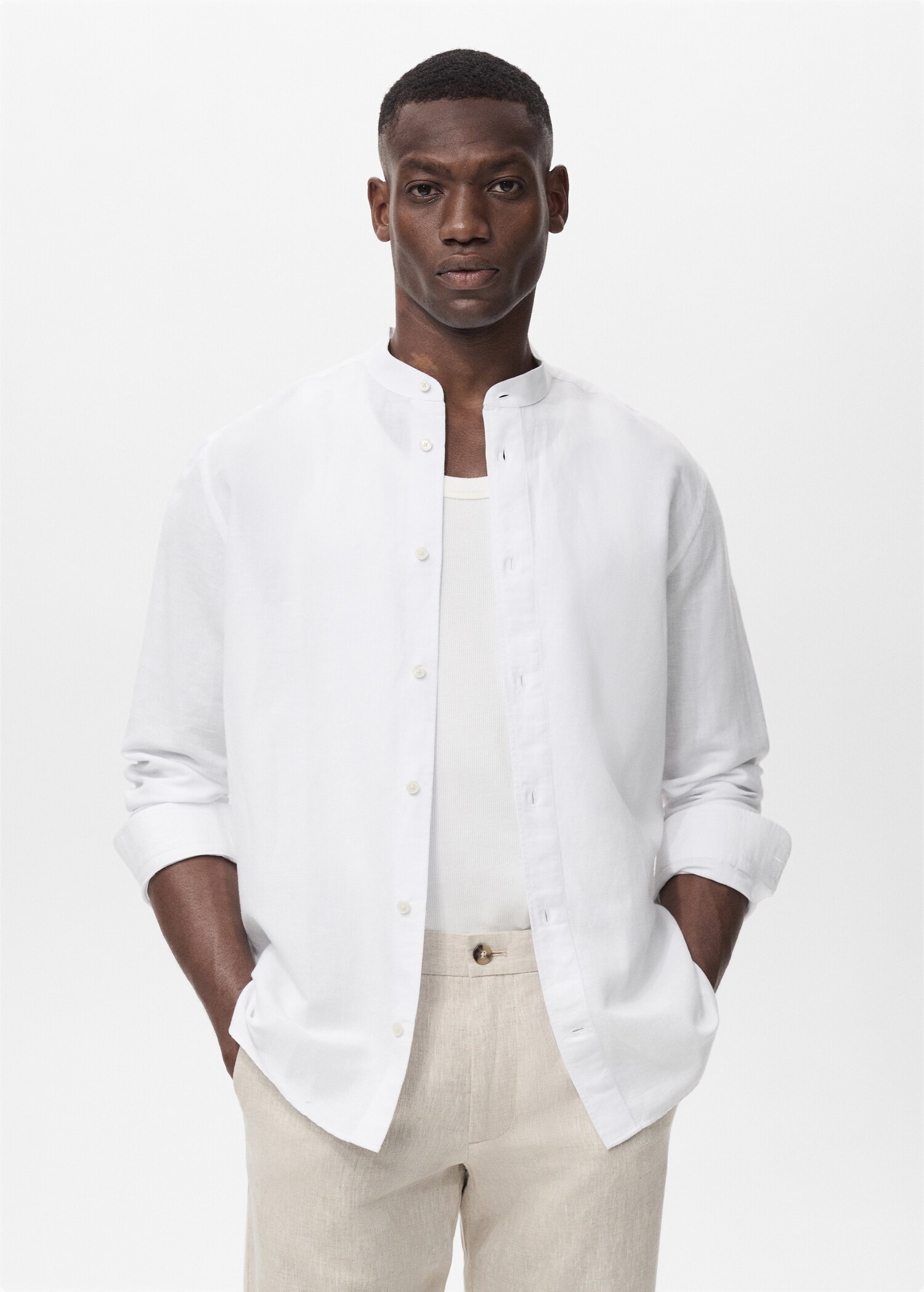 Mao collar linen shirt - Medium plane