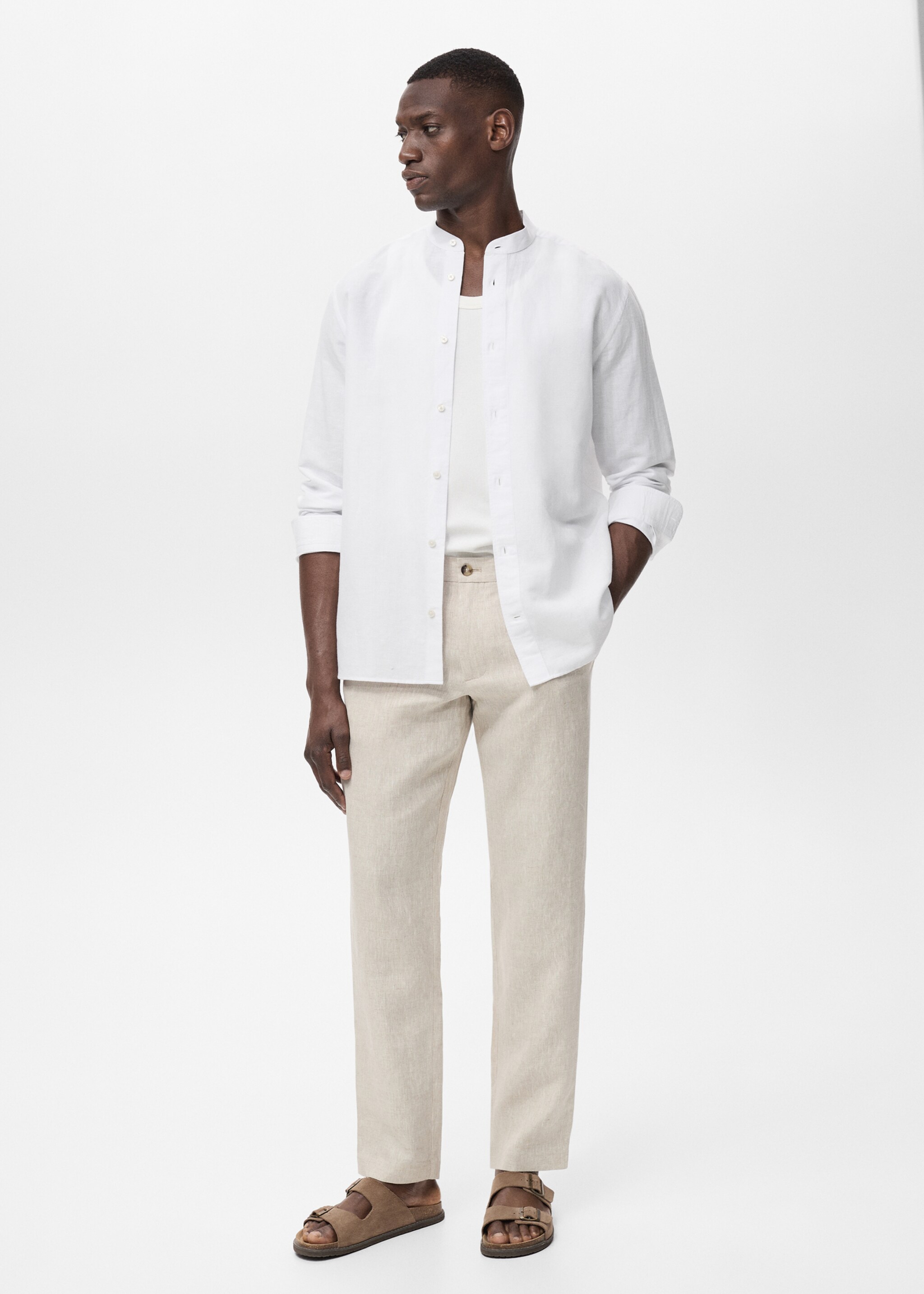 Mao collar linen shirt - General plane