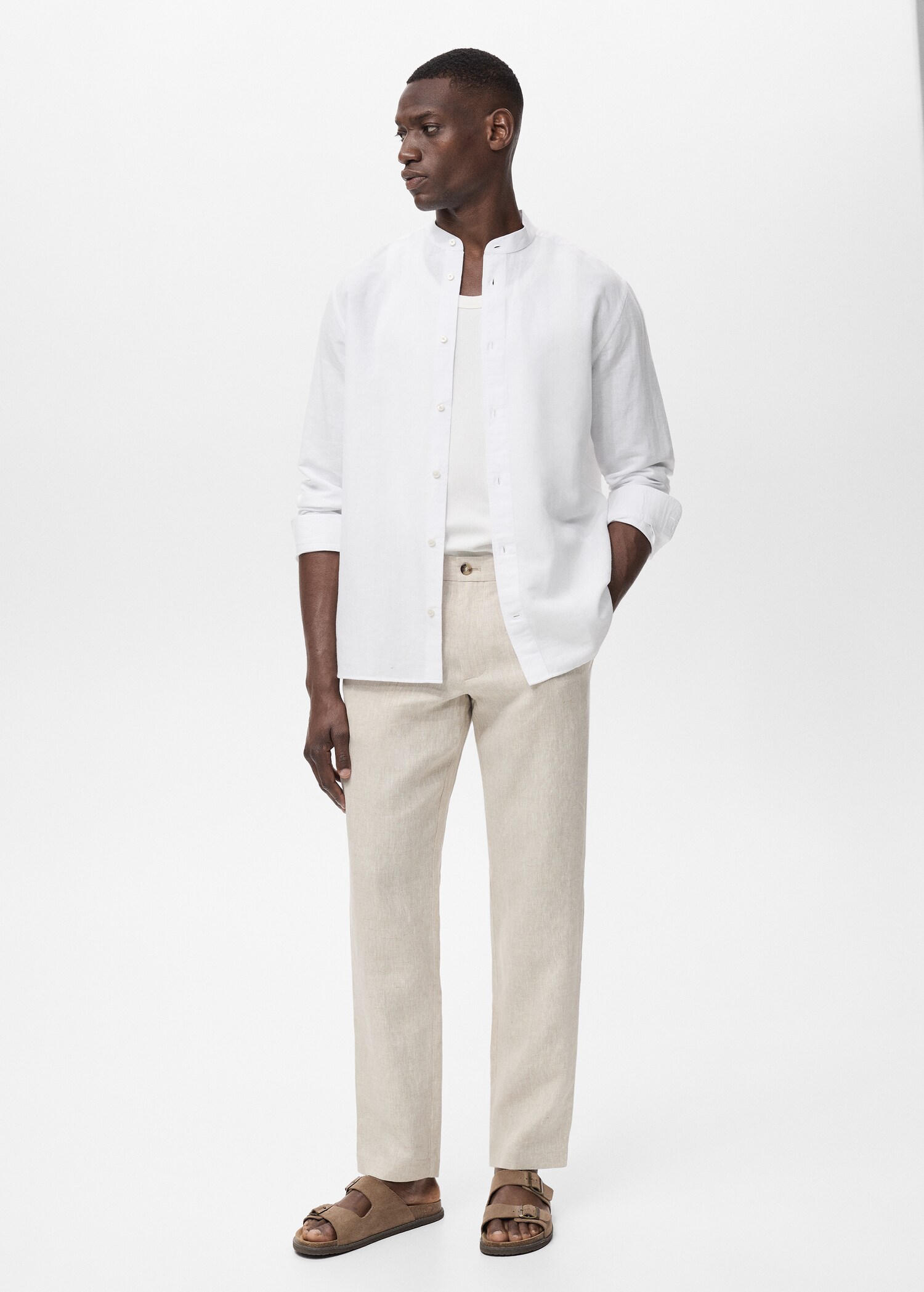 Mao collar linen shirt - General plane