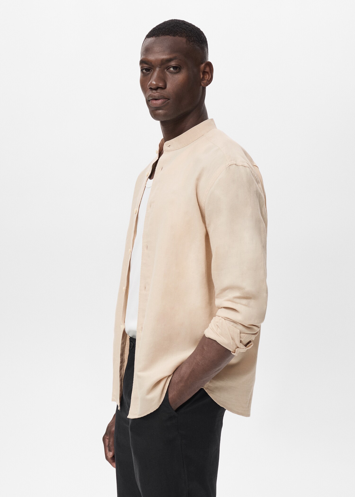 Mao collar linen shirt - Details of the article 4