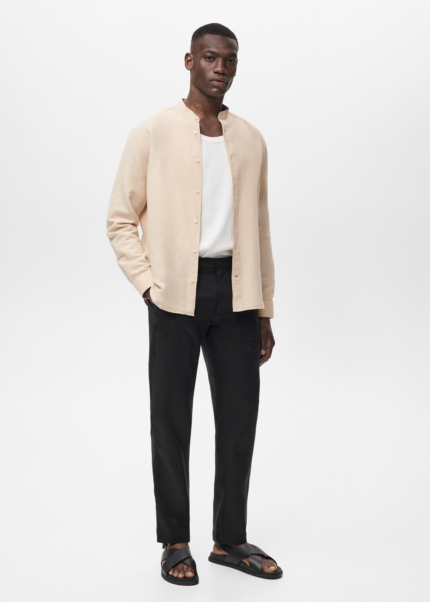 Mao collar linen shirt - General plane