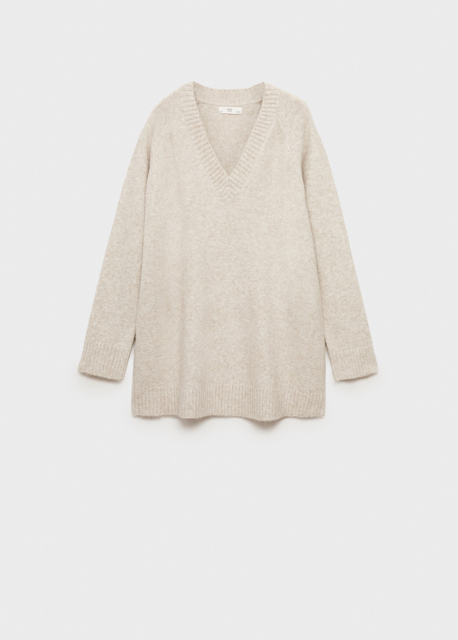 V-neck plain knitted sweater - Article without model
