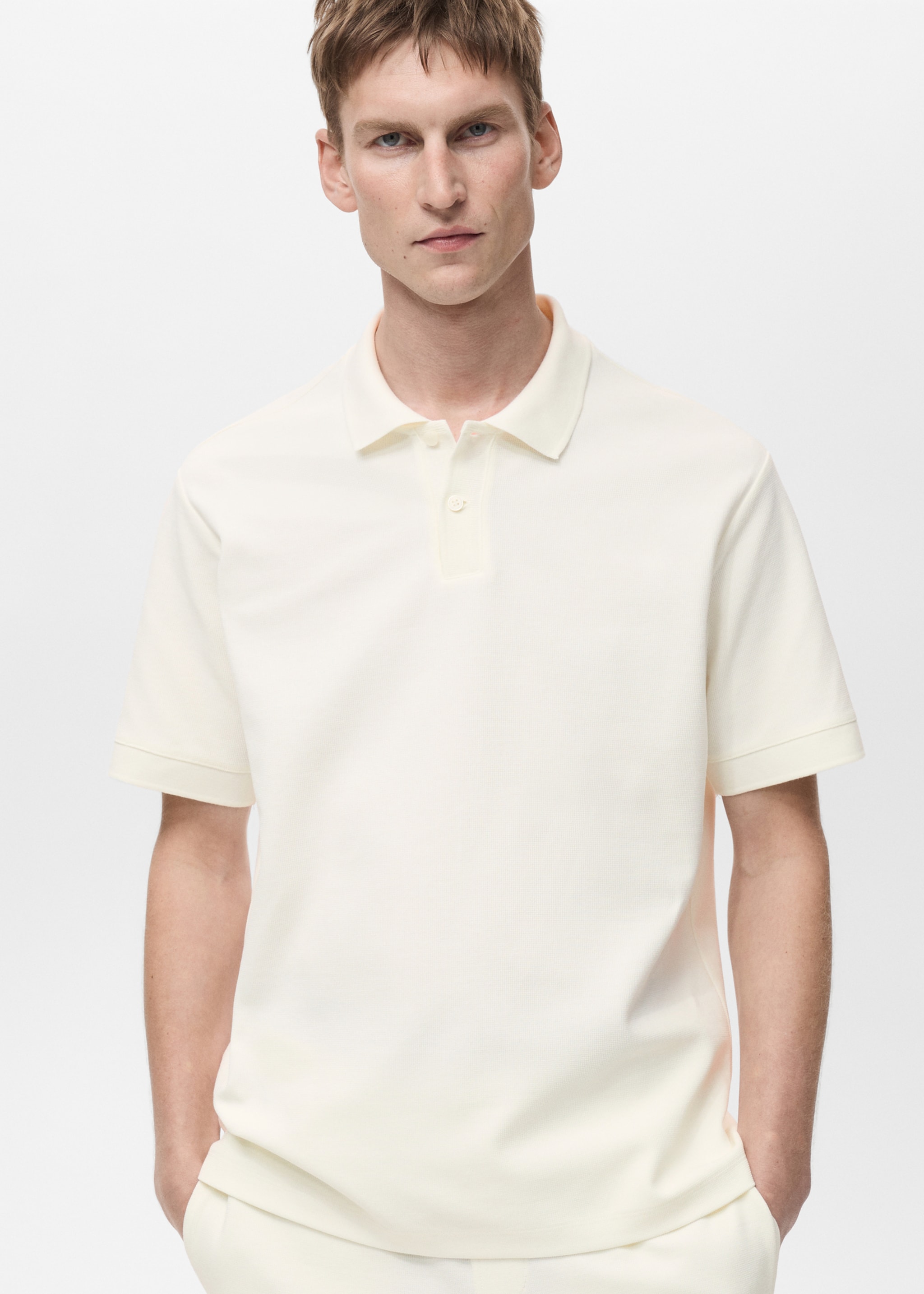 Structured knitted polo shirt - Medium plane