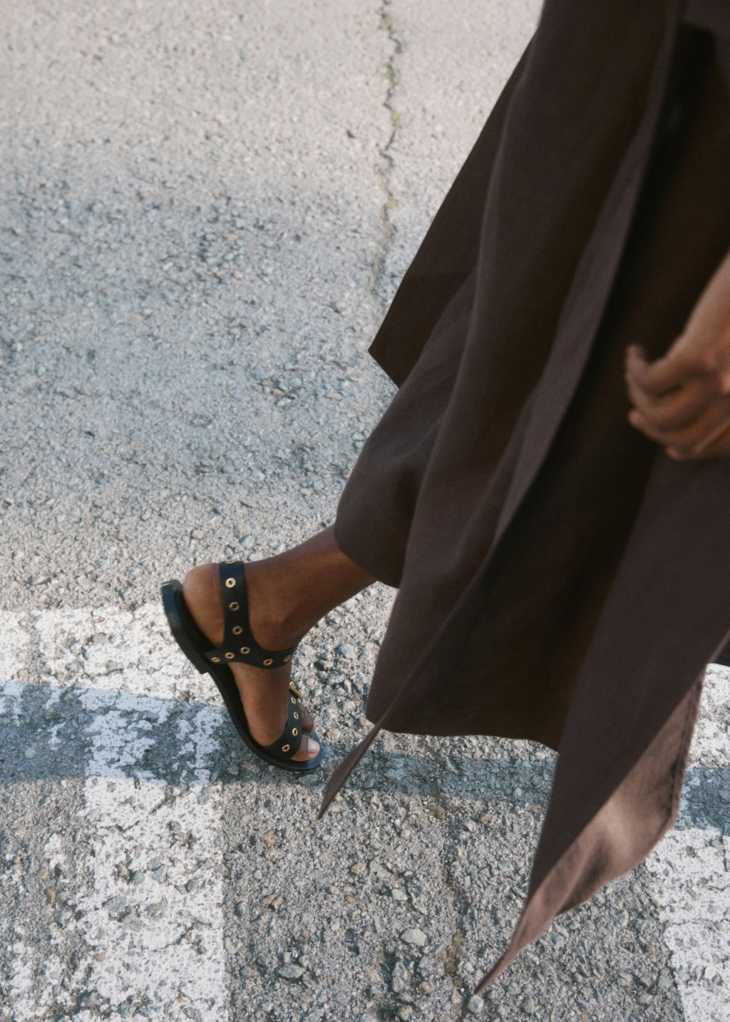 Strap sandals with buckles and eyelet details