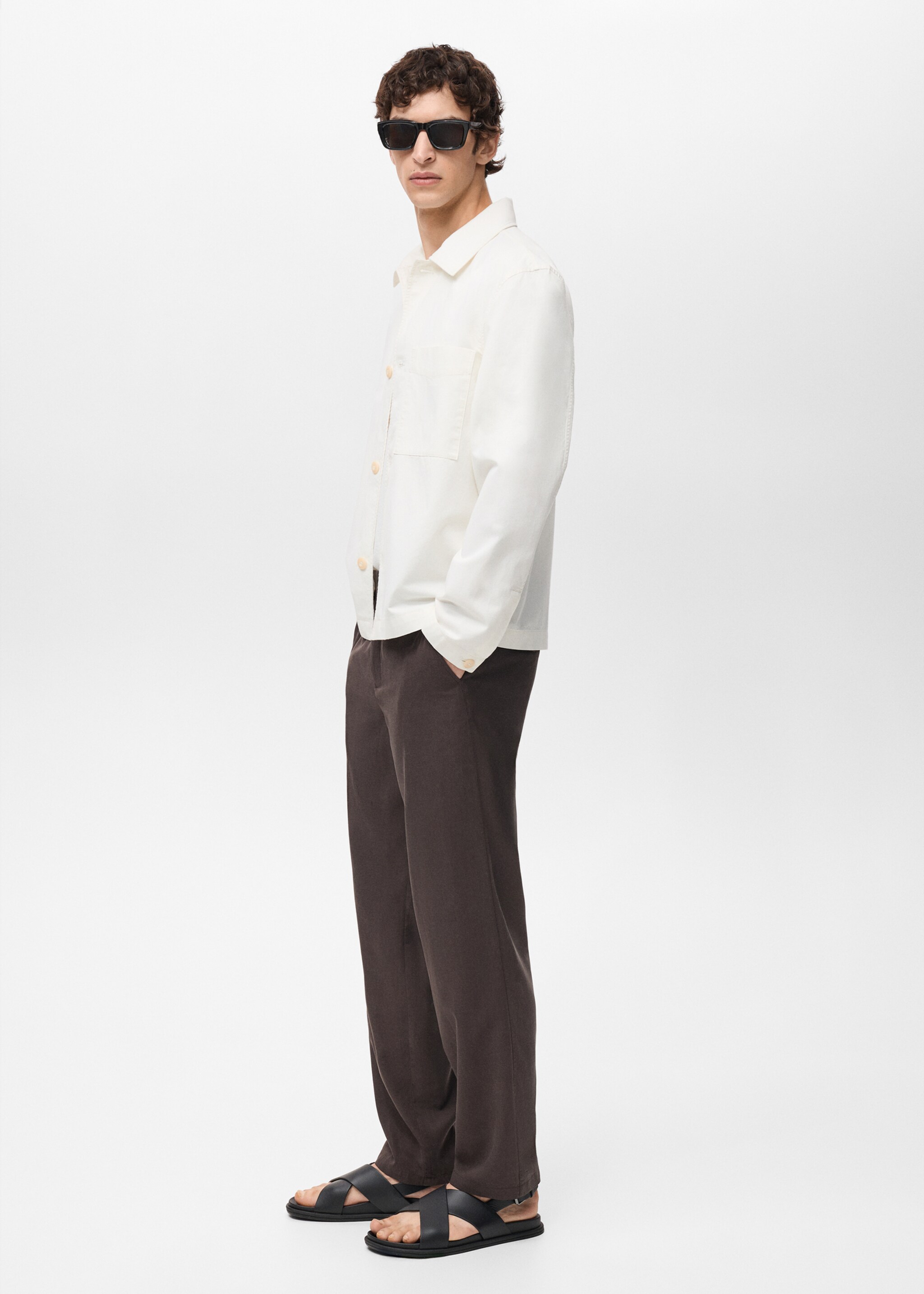 Linen-cotton overshirt with pocket - Details of the article 2