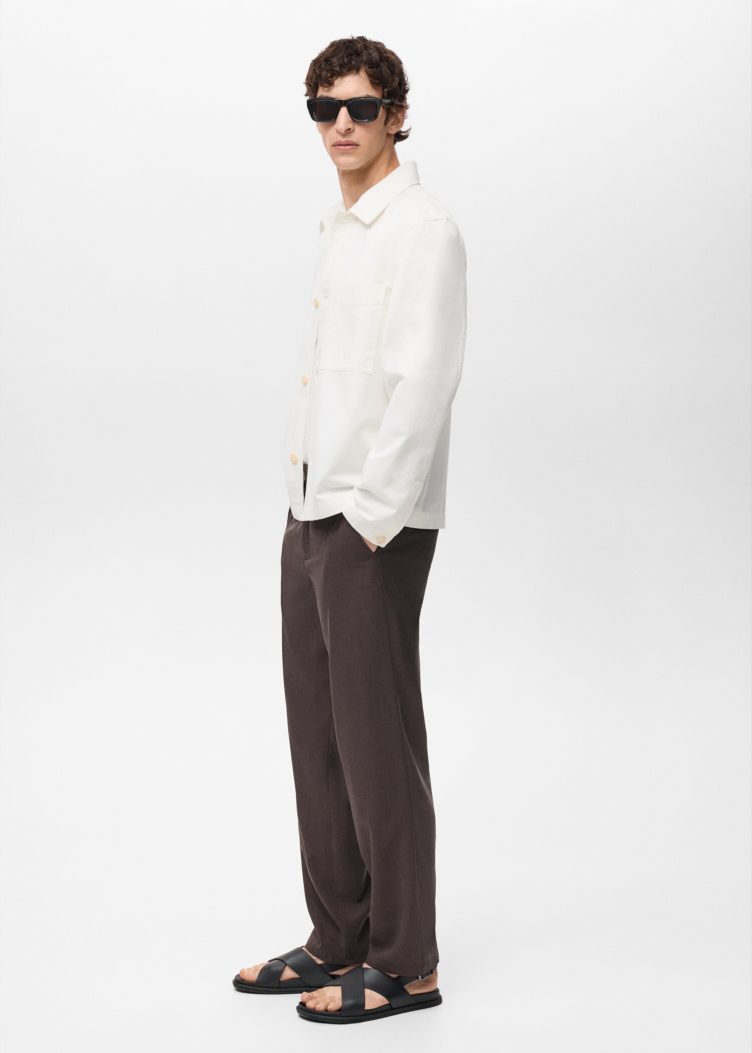 Linen-cotton overshirt with pocket - Details of the article 2