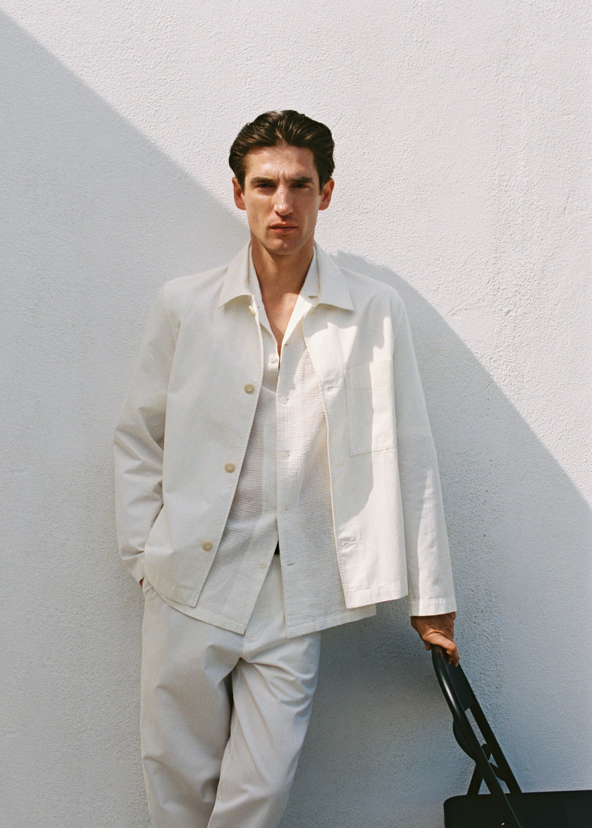Linen-cotton overshirt with pocket - Details of the article 3