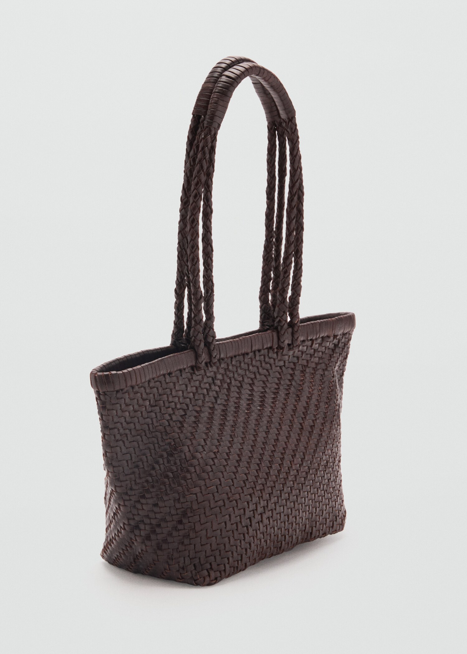 Braided leather shoulder bag - Medium plane