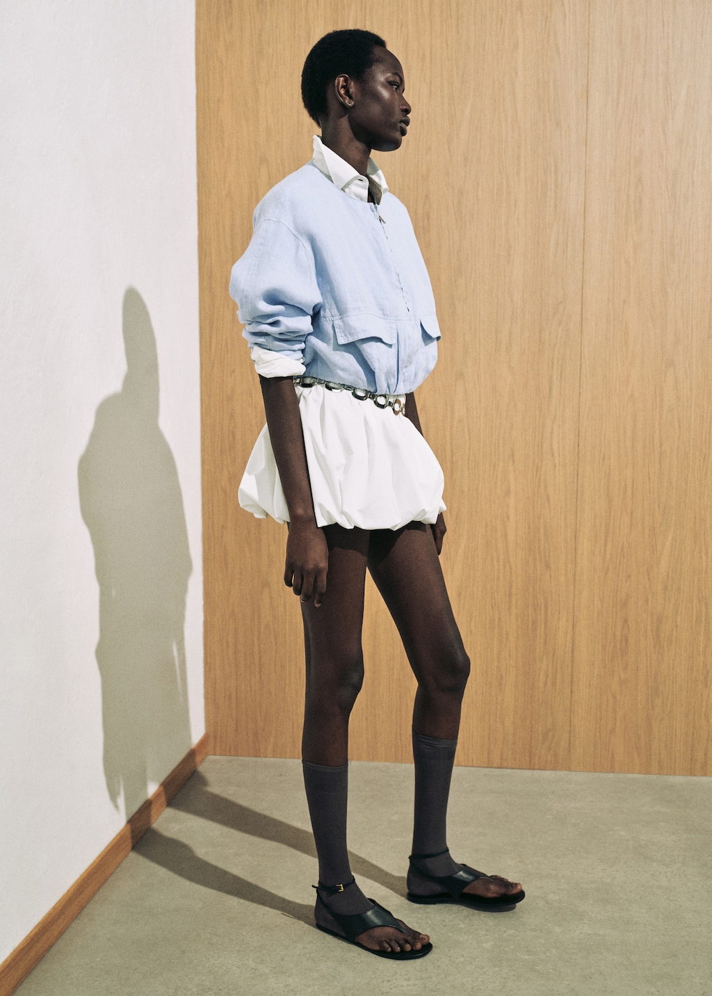 Cropped linen jacket with pockets