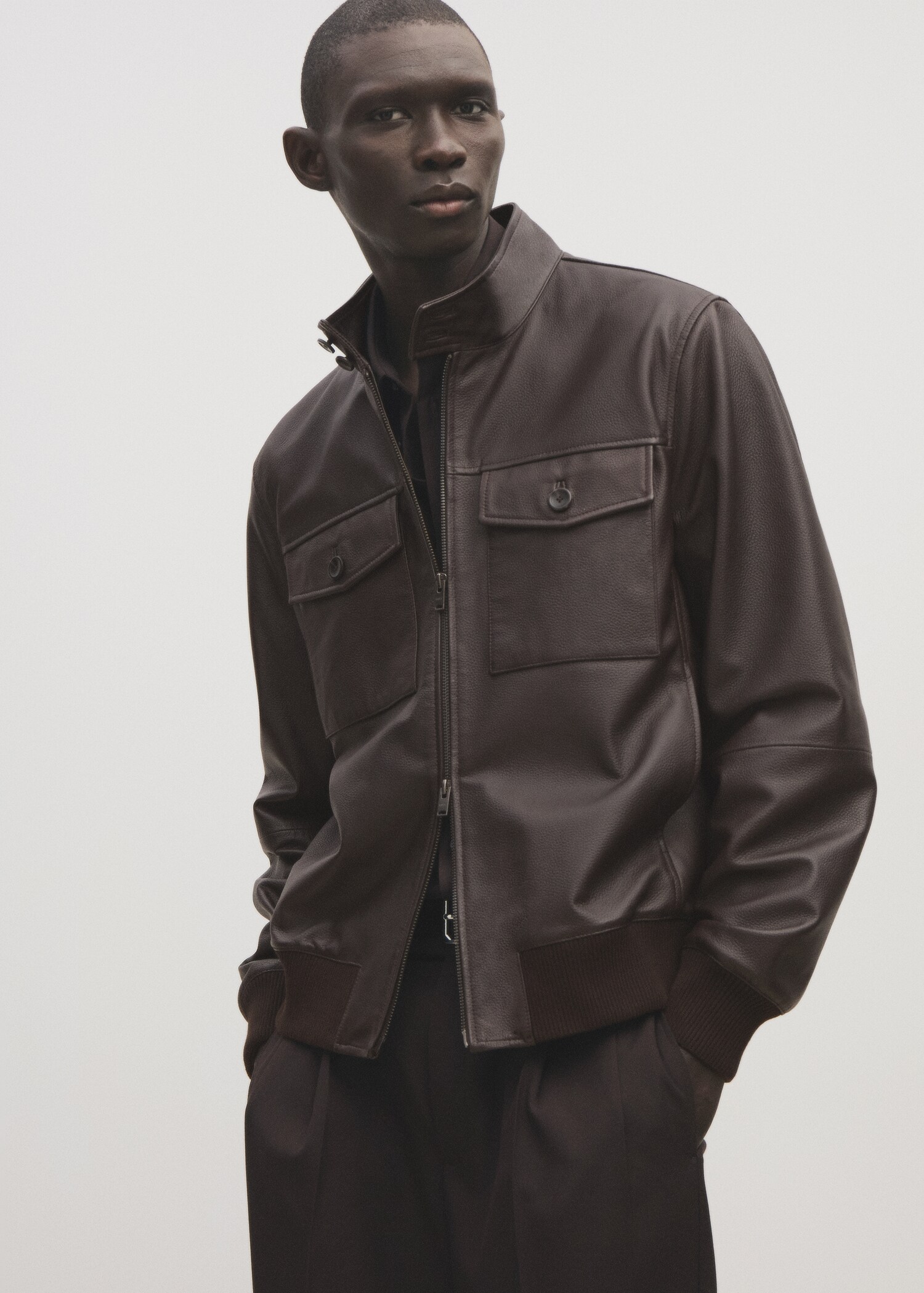Pocket leather biker jacket - Details of the article 5