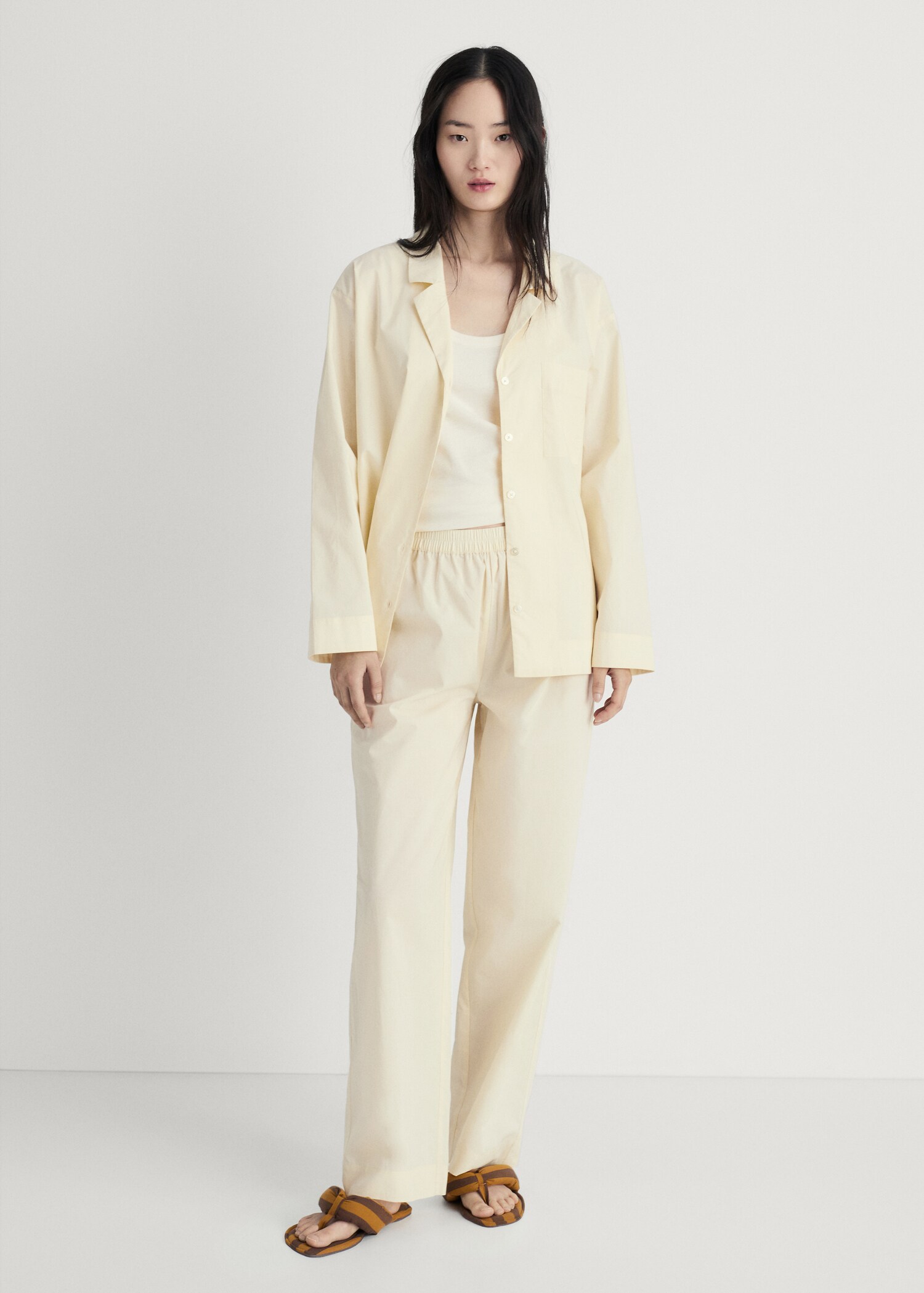 Garment-washed cotton trousers - General plane