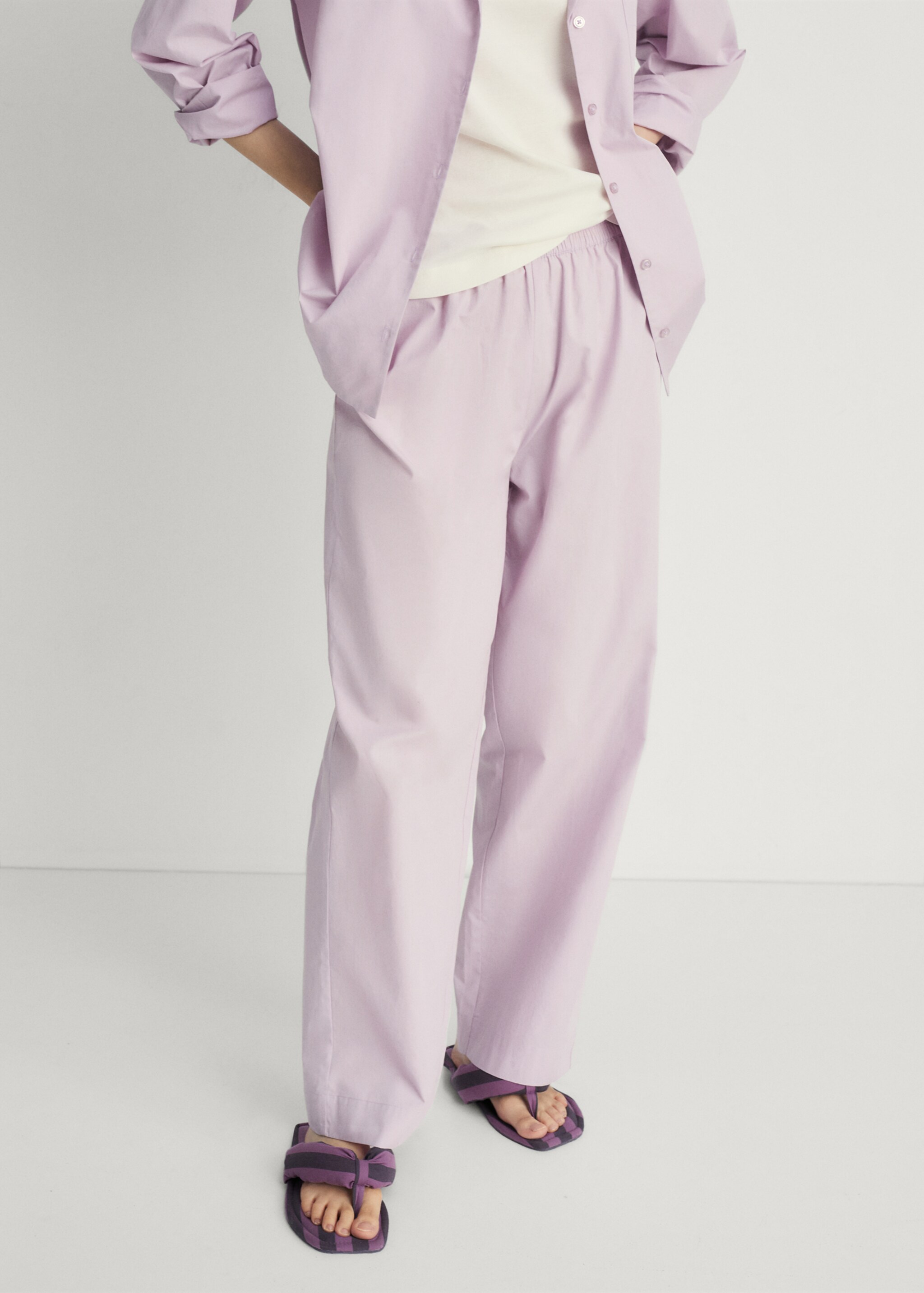 Garment-washed cotton trousers - Medium plane