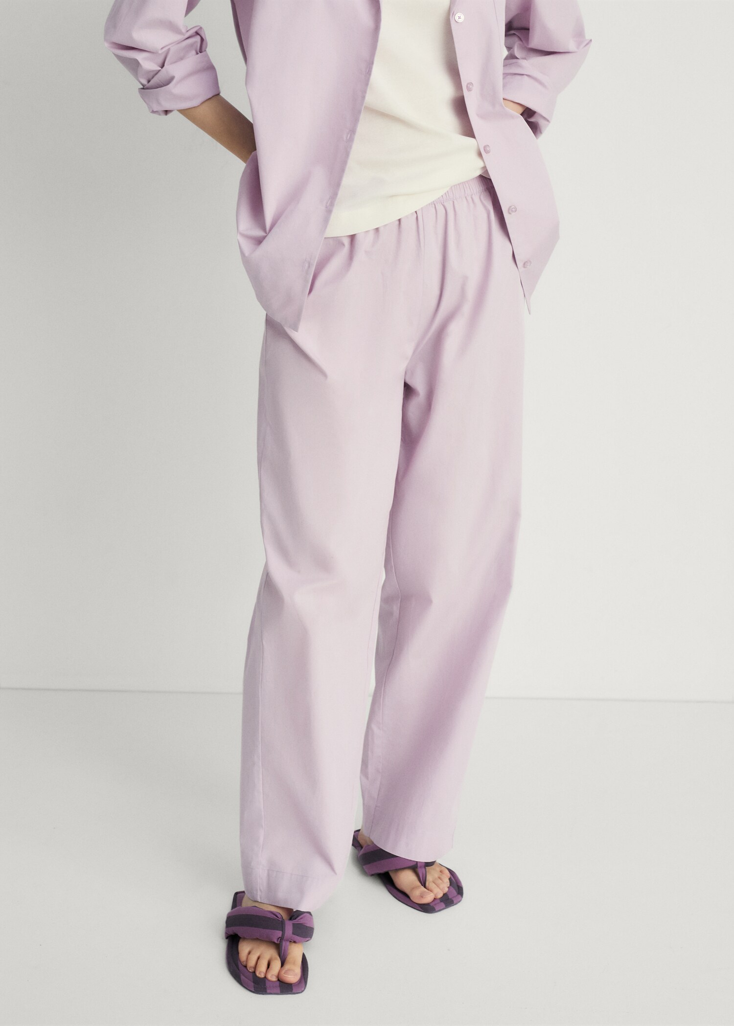 Garment-washed cotton trousers - Medium plane